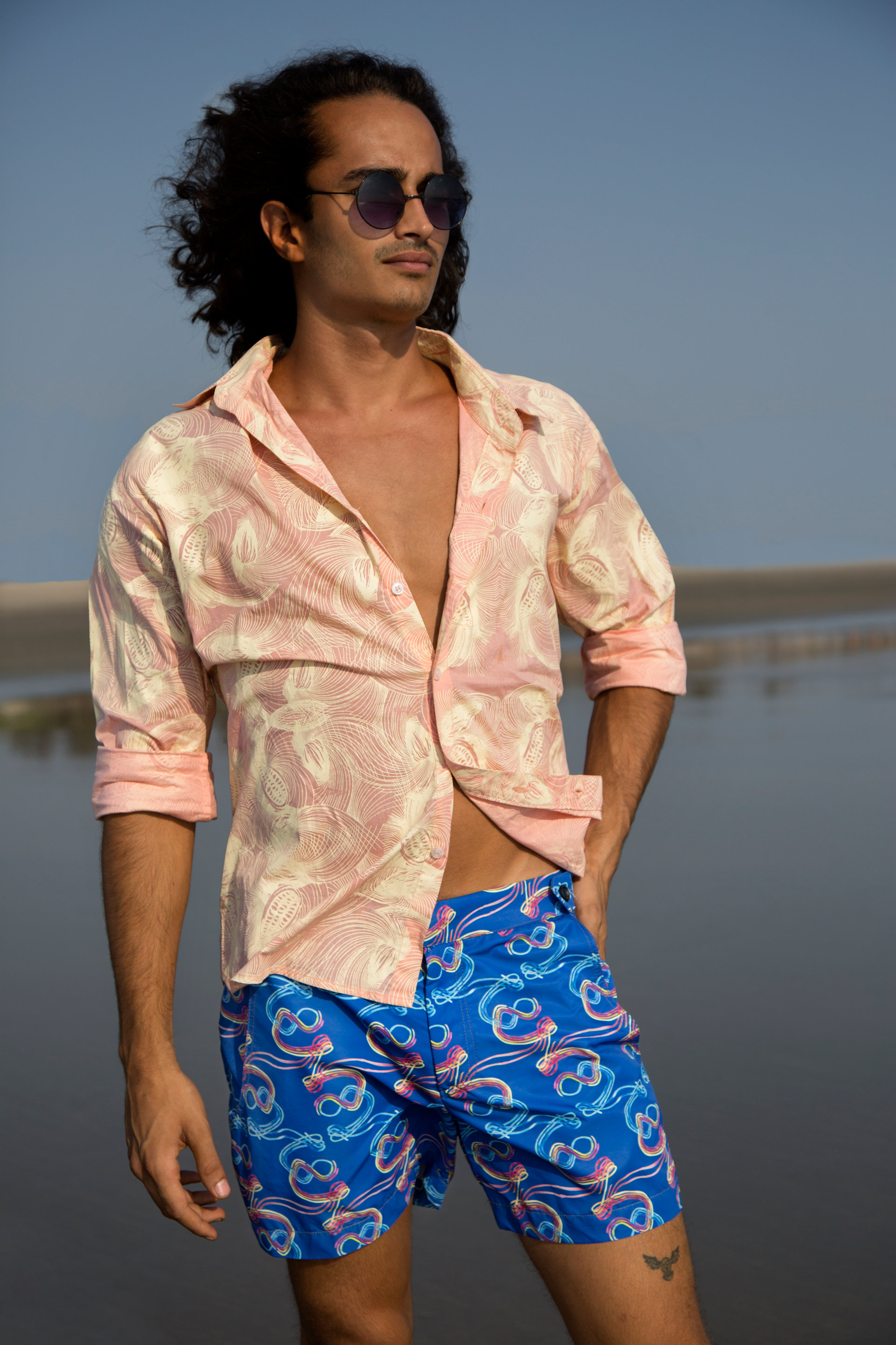 mens rainbow swim trunks