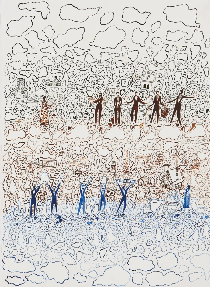  The Villagers  Gouache&nbsp;on paper,&nbsp;2014&nbsp;  11.5" x 15"  All images copyright Hillery Sproatt 