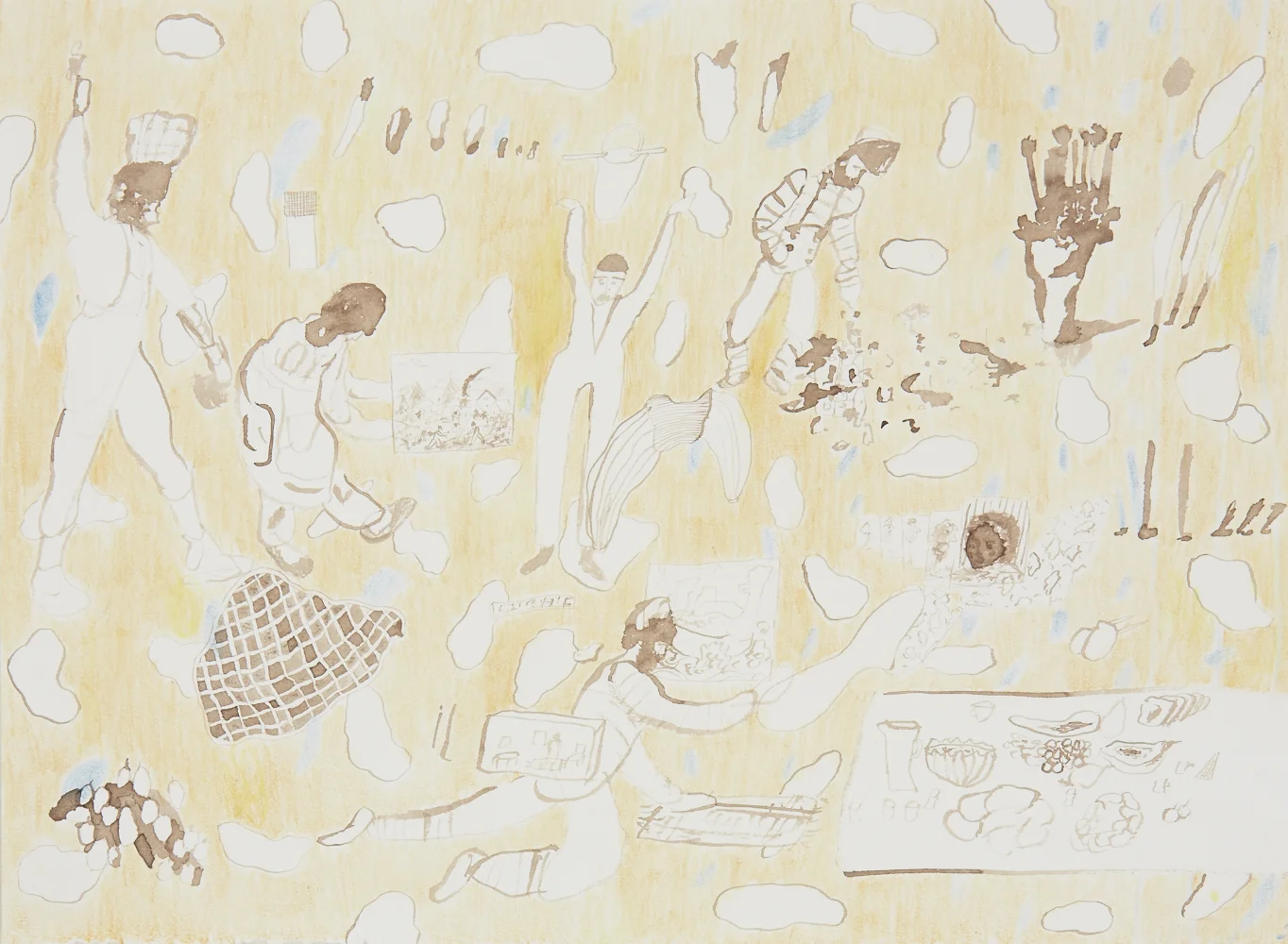  Building Wheat  Walnut ink and colored pencil on paper,&nbsp;2014&nbsp;  11.5" x 15"  All images copyright Hillery Sproatt 