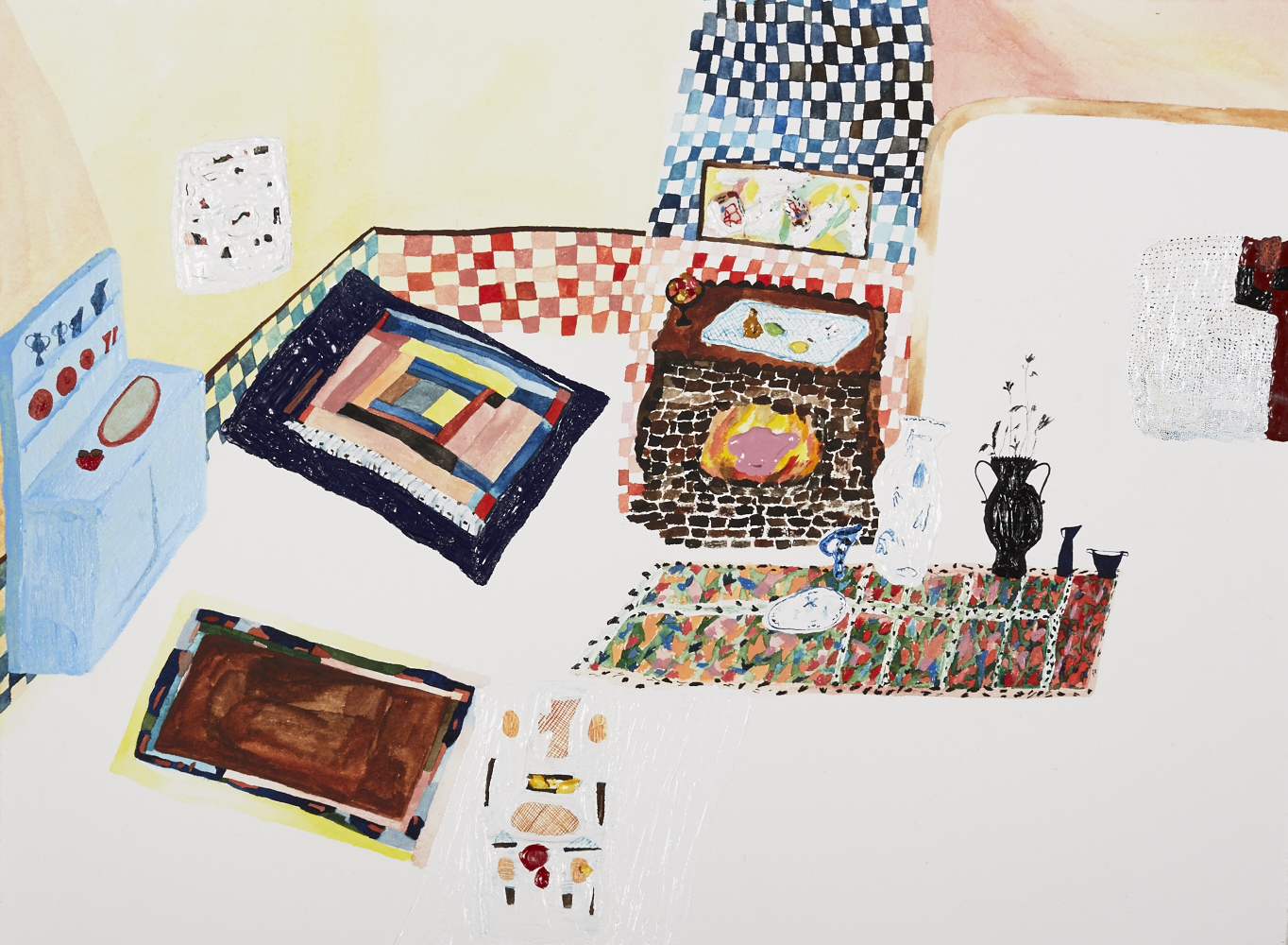  Centered in warmth  Gouache and acrylic on paper,&nbsp;2014&nbsp;  11.5" x 15"  All images copyright Hillery Sproatt 