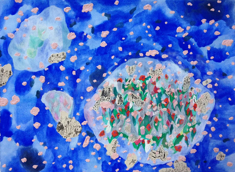  Wheatie's Swiss Sky  Gouache, acrylic and color pencil, 2015  11.5" x 15"  All images copyright Hillery Sproatt 