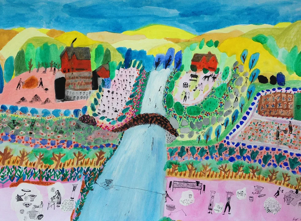  In layers we grow  Gouache and color pencil&nbsp;on paper, 2015  11.5" x 15"  All images copyright Hillery Sproatt 