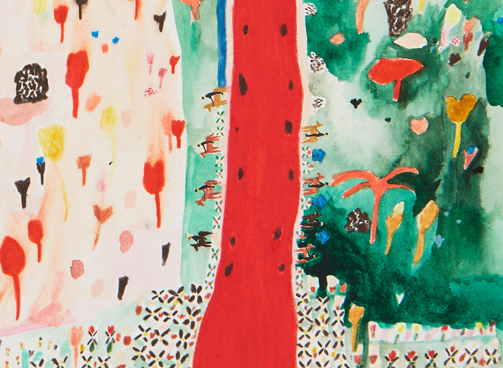  The Ride, detail  Gouache and color pencil on paper,&nbsp;2014&nbsp;  11.5" x 15"  All images copyright Hillery Sproatt 