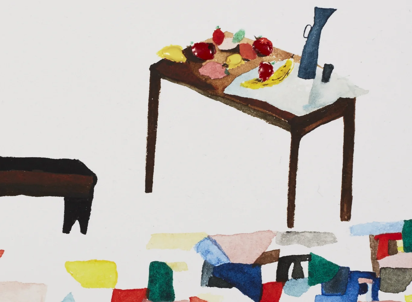  Afternoon tea, detail  Gouache and acrylic on paper, 2014  11.5" x 15"&nbsp;  All images copyright Hillery Sproatt 