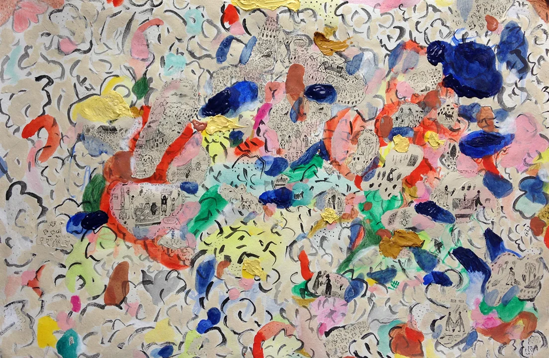  Swiss Spots  Gouache and acrylic on rice paper, 2014  11" x 18"&nbsp;  All images copyright Hillery Sproatt 