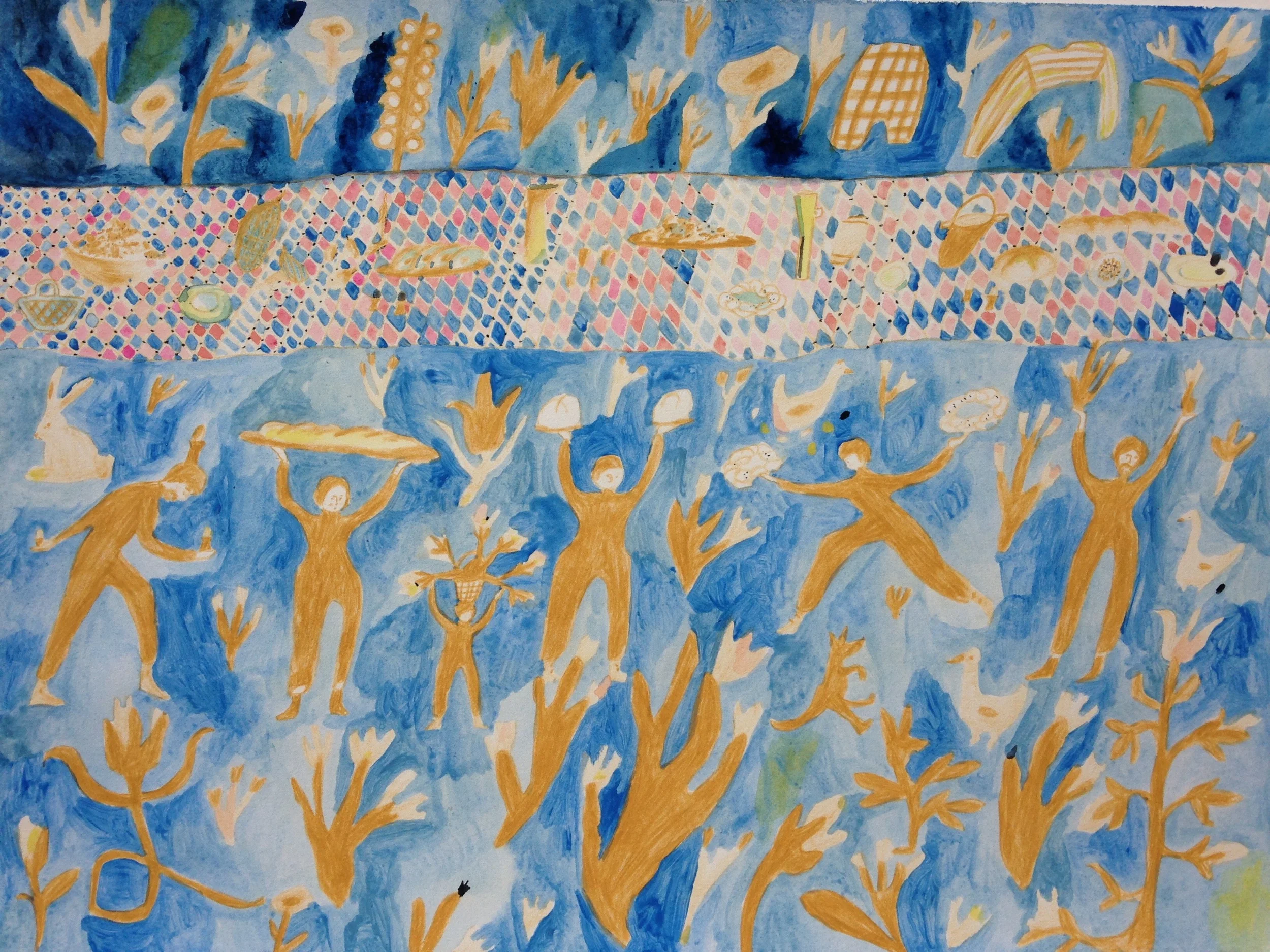  The Feast  Color pencil, acrylic and gouache on paper, 2015  11.5" x 15"  All images copyright Hillery Sproatt 