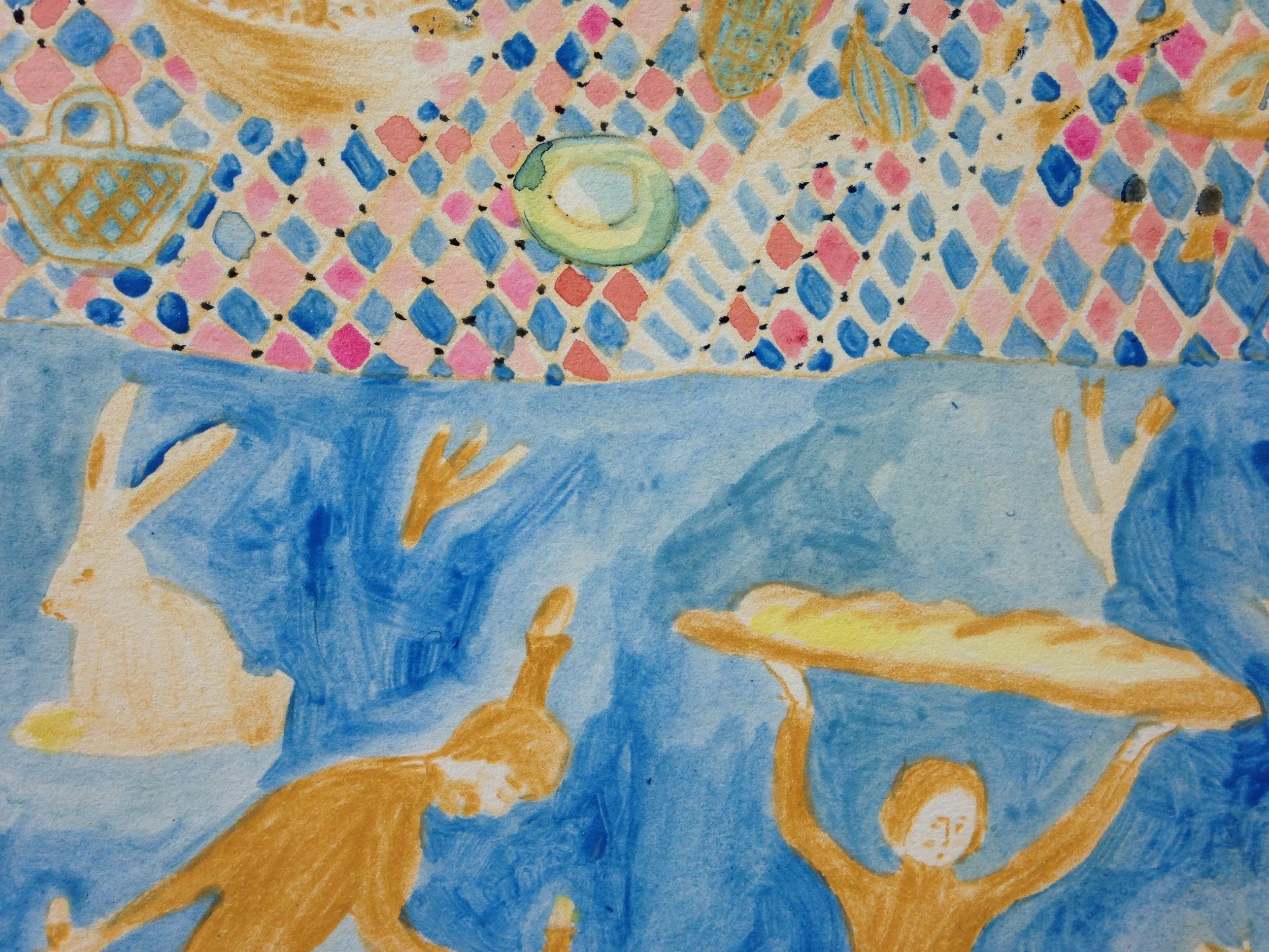  The Feast, detail  Color pencil, acrylic and gouache on paper, 2015  11.5" x 15"  All images copyright Hillery Sproatt 