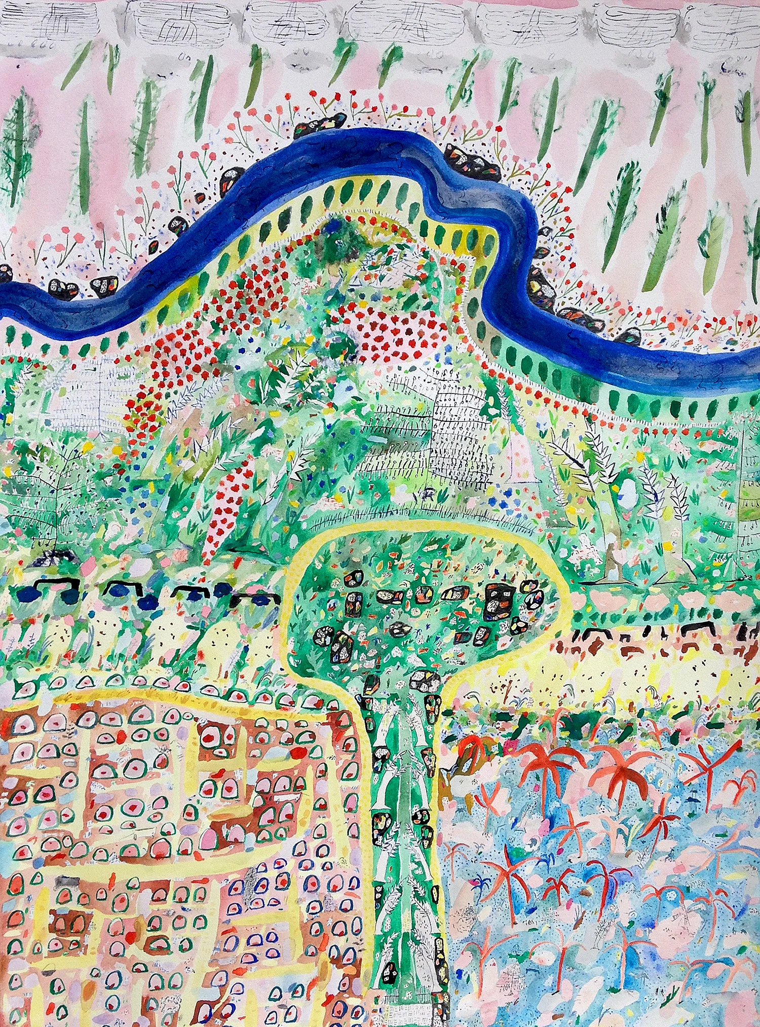  Chickie Garden  Gouache on paper, 2015  22"&nbsp;x 30"  All images copyright Hillery Sproatt 