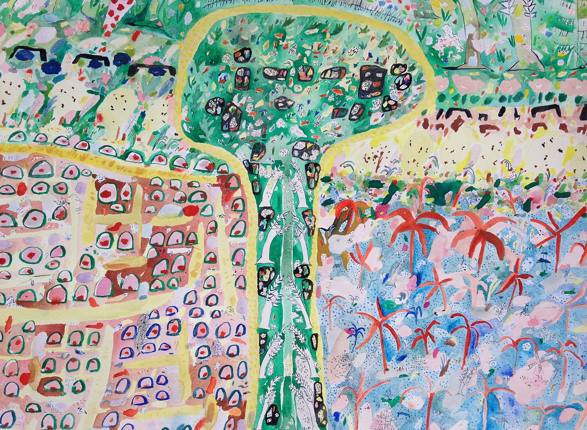 Chickie Garden, detail Gouache on paper, 2015 22" x 30" All images copyright Hillery Sproatt