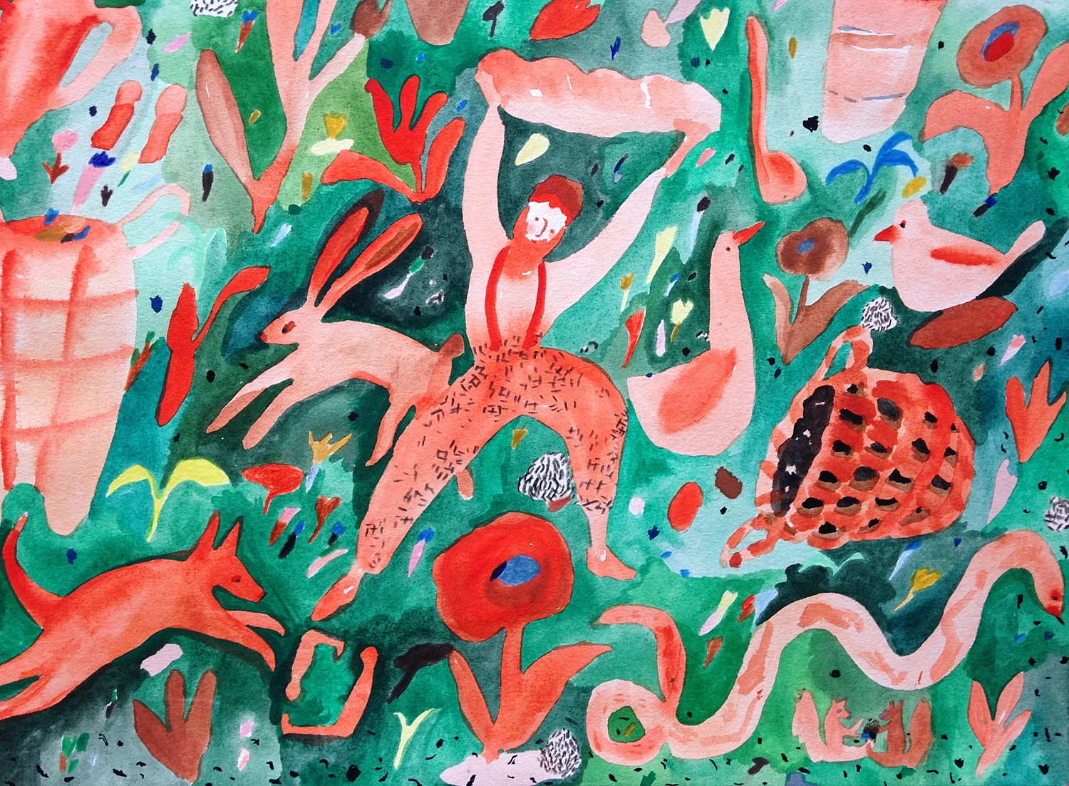  Green Garden, detail  Gouache on paper, 2015  22" x 30"  All images copyright Hillery Sproatt 