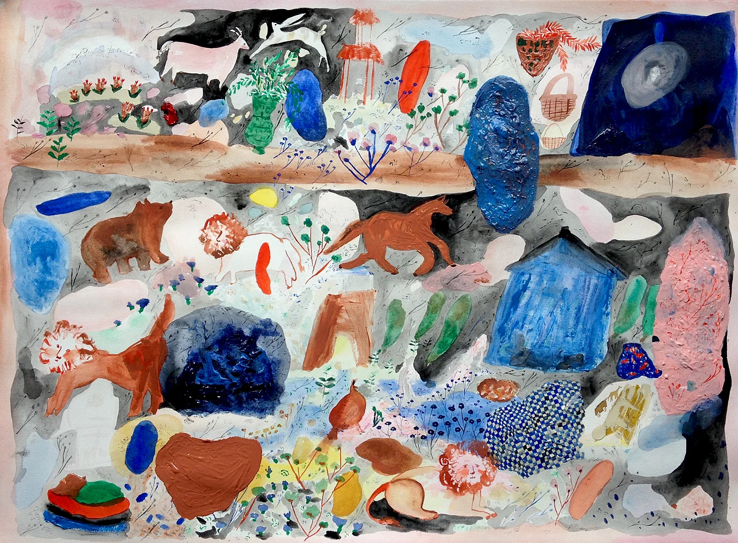  Animal Garden  Gouache on paper, 2015  22" x 30"  All images copyright Hillery Sproatt 