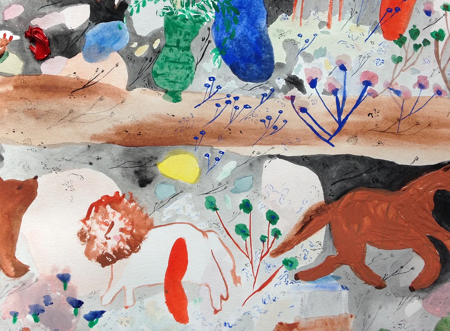  Animal Garden, detail  Gouache on paper, 2015  22" x 30"  All images copyright Hillery Sproatt 