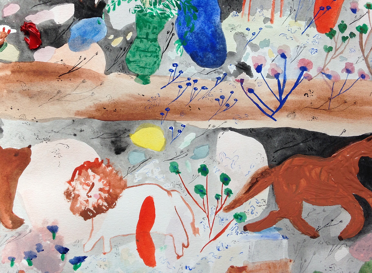 Animal Garden, detail Gouache on paper, 2015 22" x 30" All images copyright Hillery Sproatt