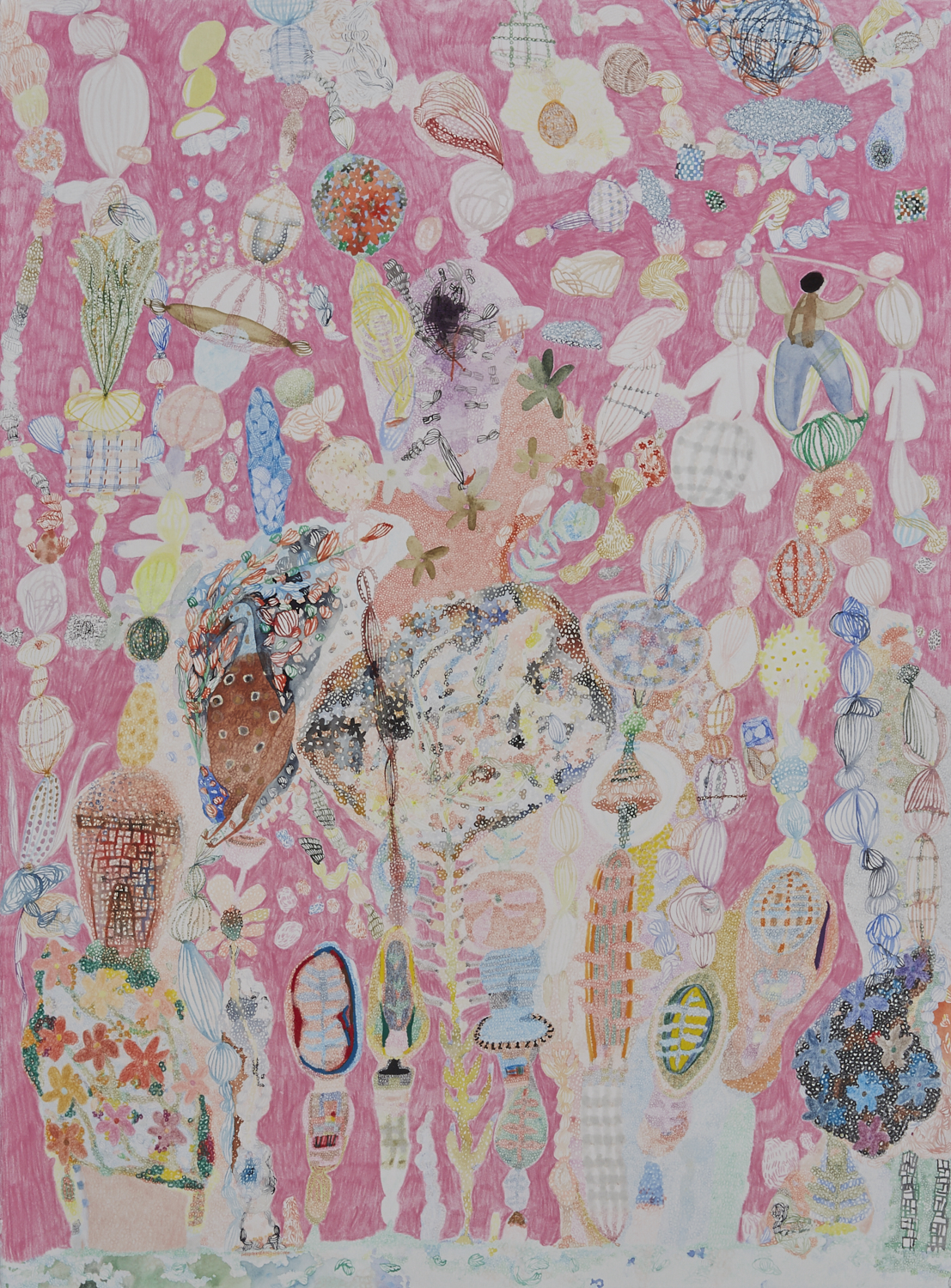 In a petal Watercolor and color pencil on paper, 2018 22” x 30” Sold