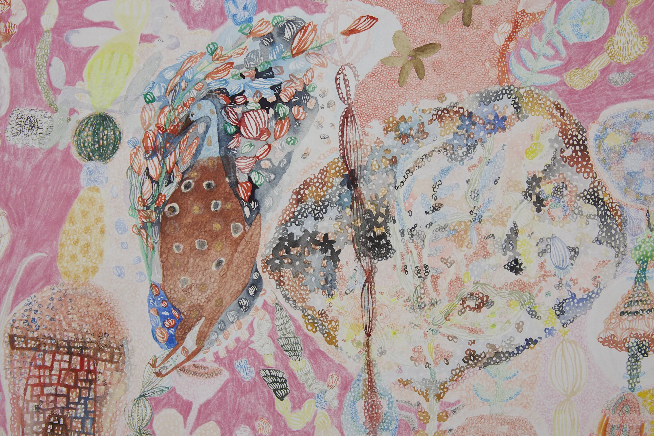 In a petal, detail Watercolor and color pencil on paper, 2018 22” x 30” Sold
