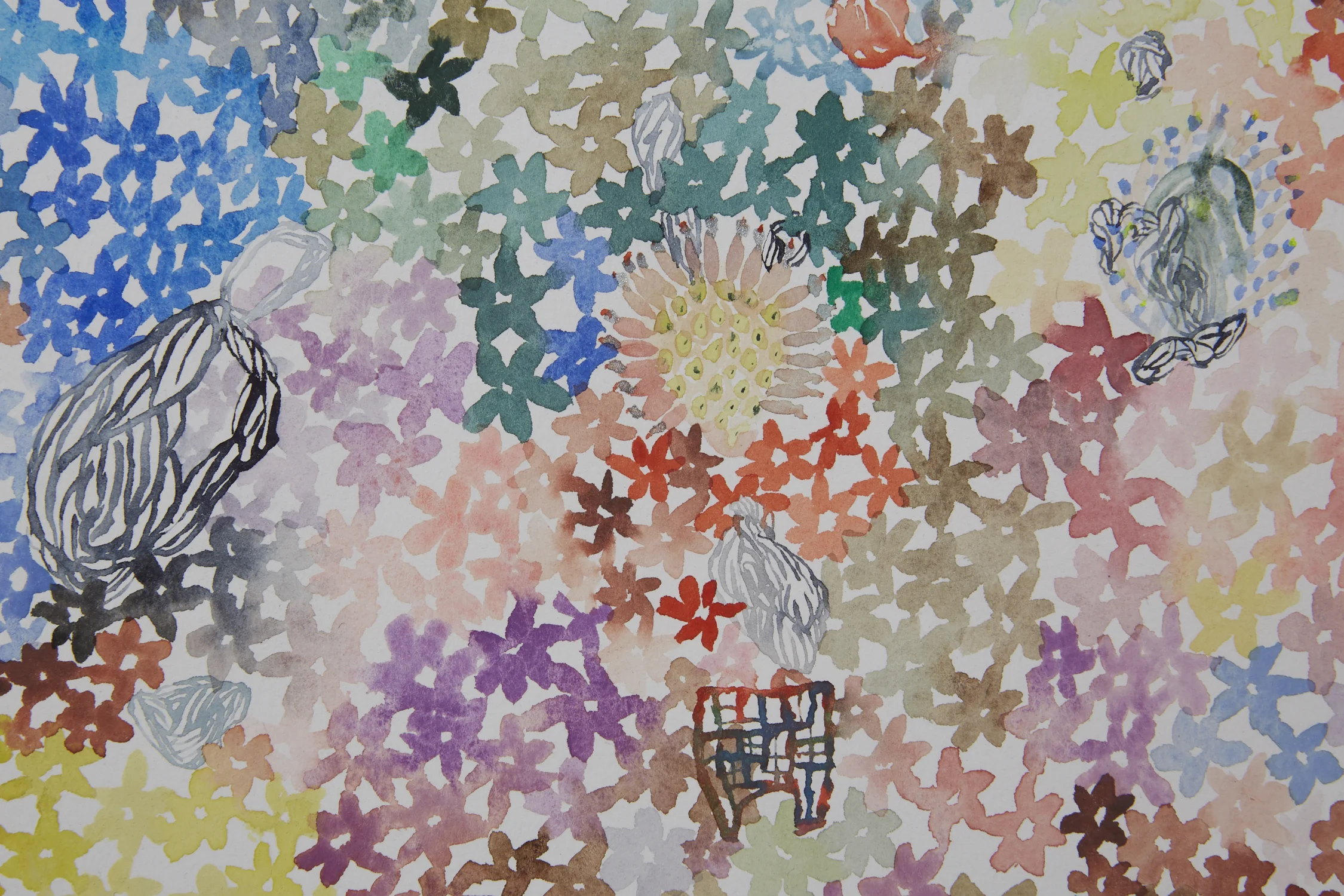 Flowers for winter, detail Watercolor on paper, 2018 22” x 30” Available