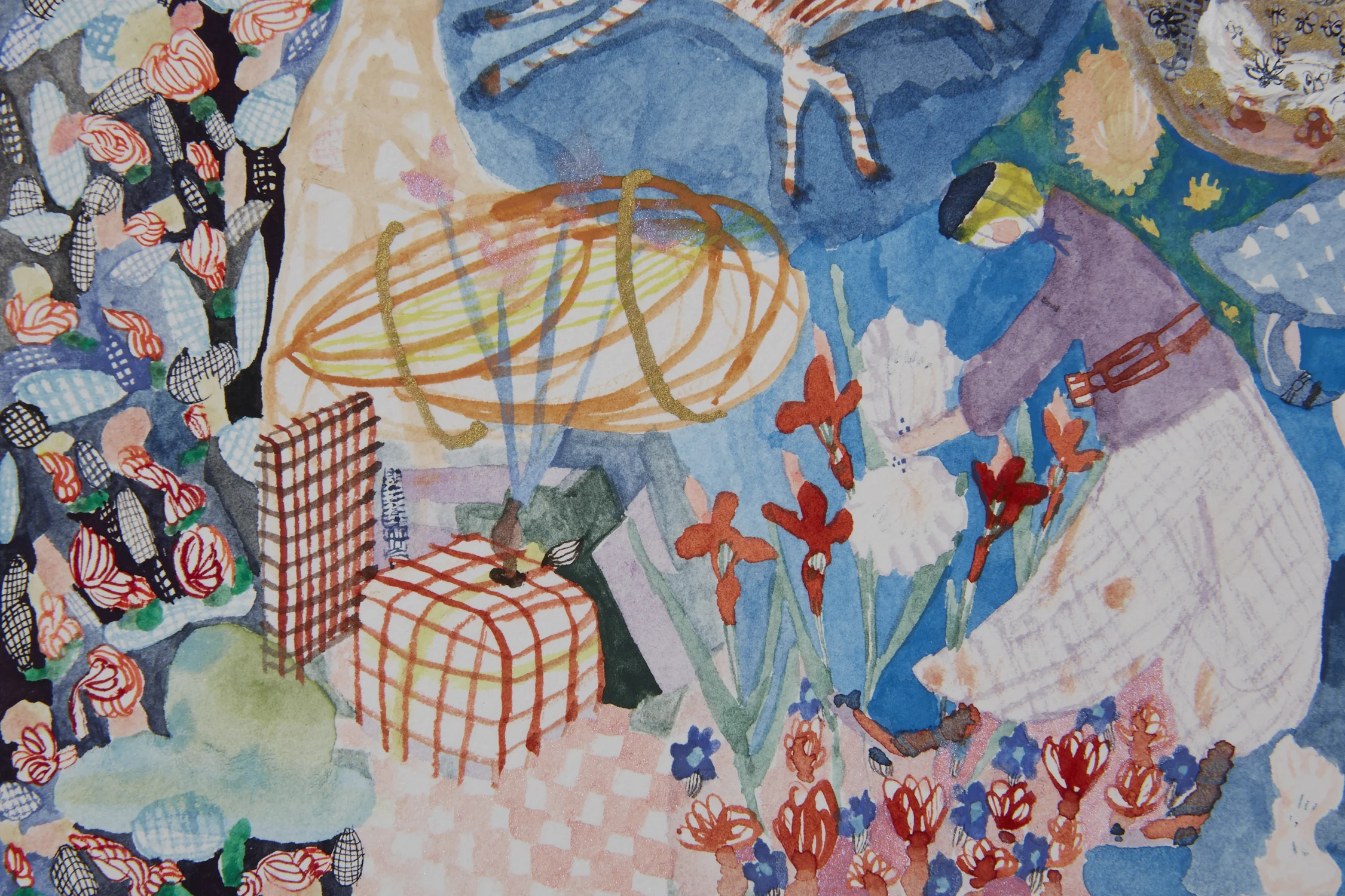 Love whispers, detail Watercolor and acrylic on paper, 2018 12” x 16” Sold