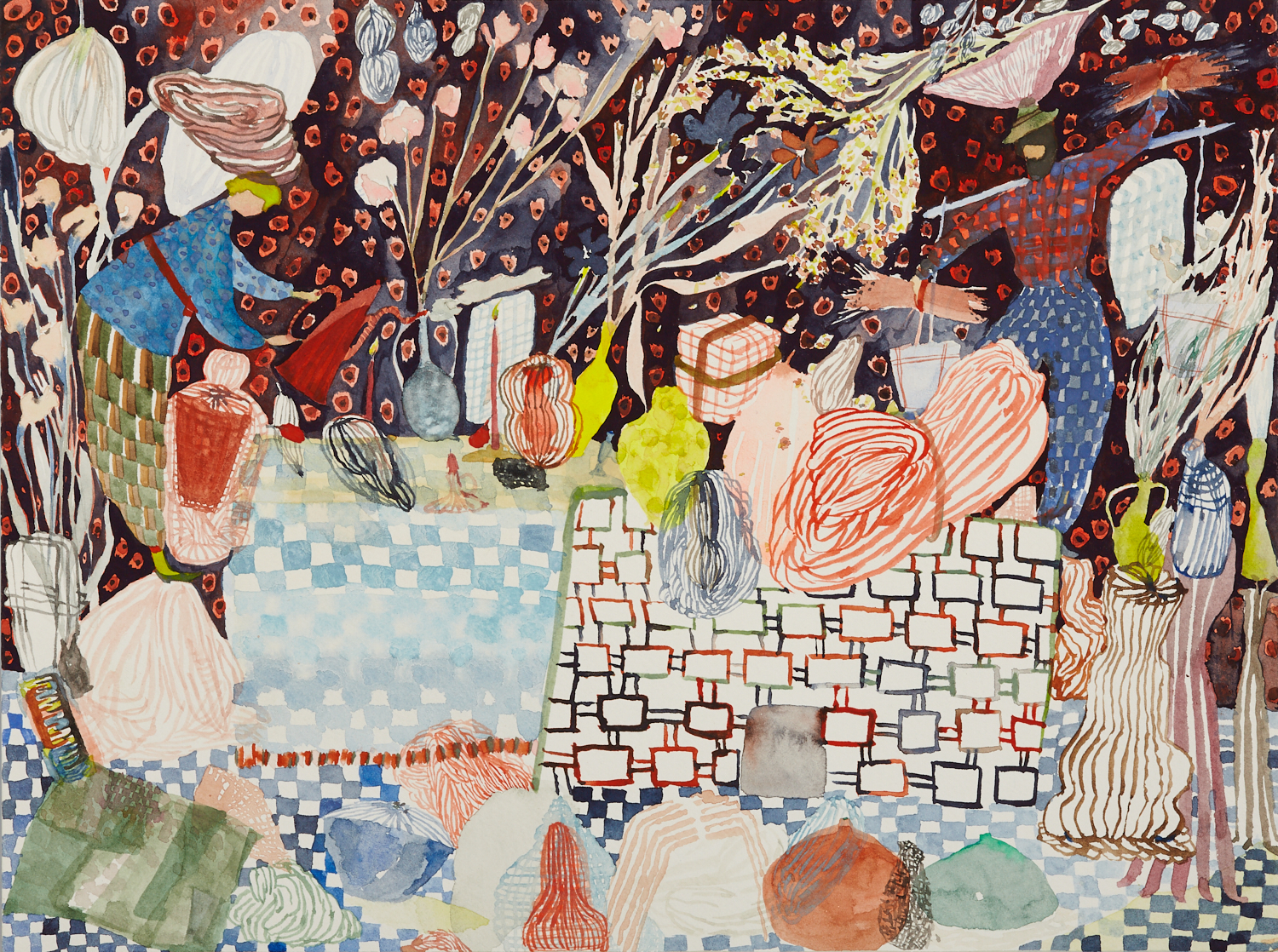 Das Bäckerfest (The Baker's Feast) Watercolor on paper, 2017 9" x 12" Sold