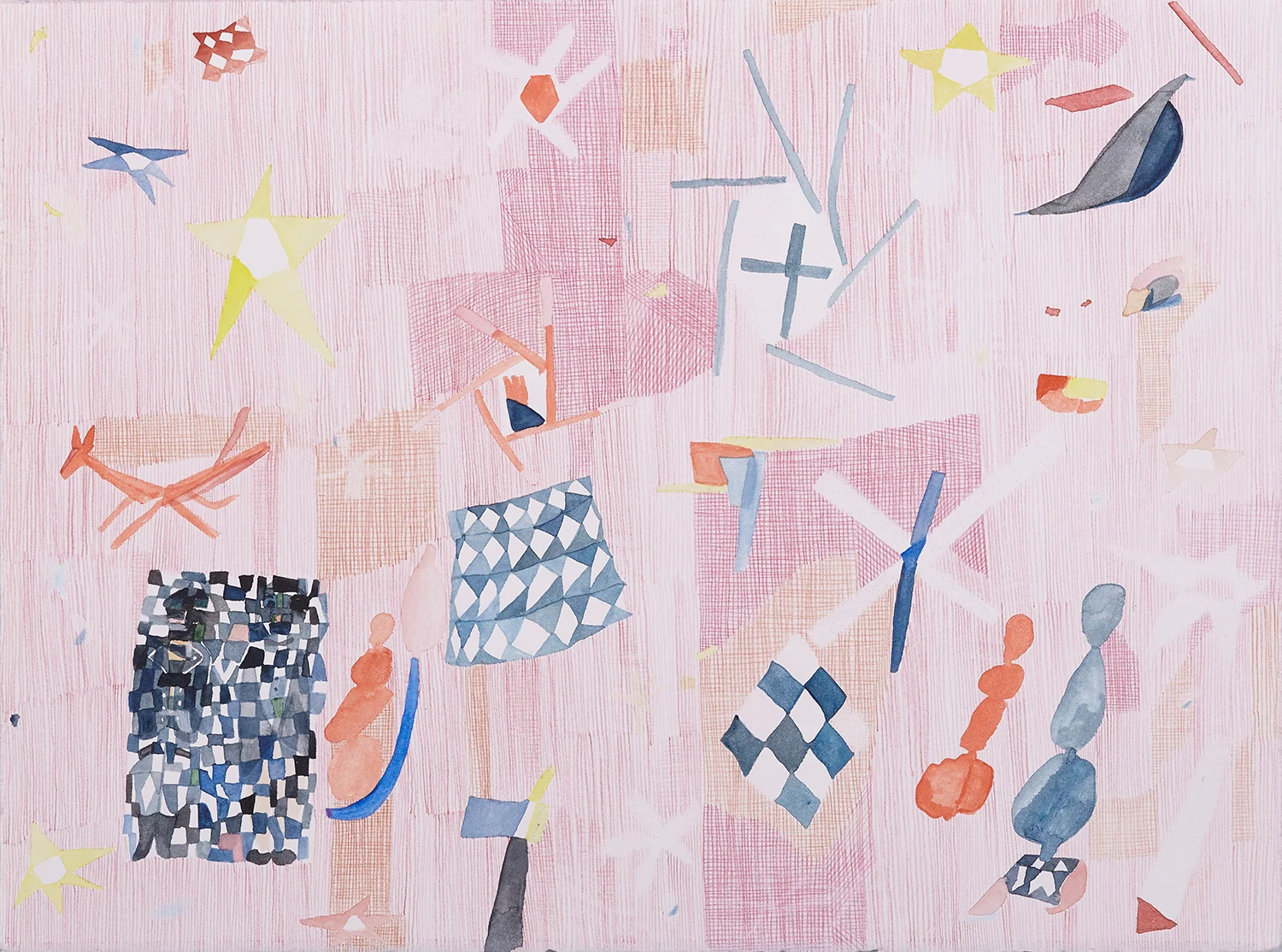Klee Spots Gouache, watercolor and color pencil on paper, 2017 11” x 15” Available