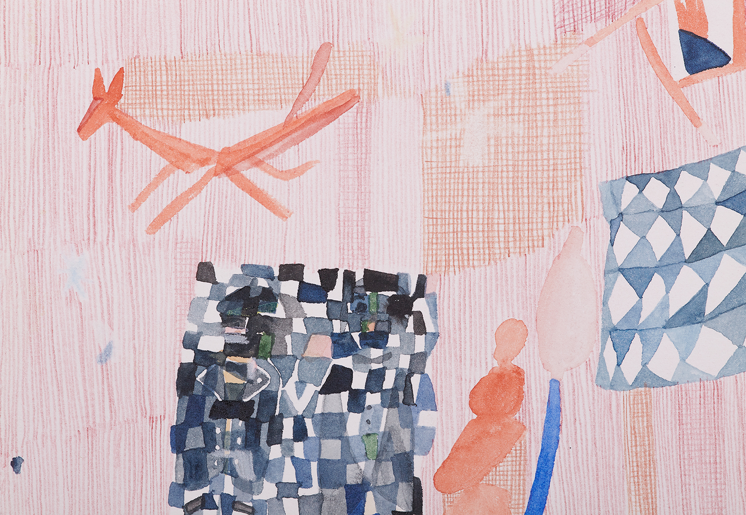   Klee Spots, detail   Gouache, watercolor and color pencil on paper, 2017  11” x 15”  $650  Available 