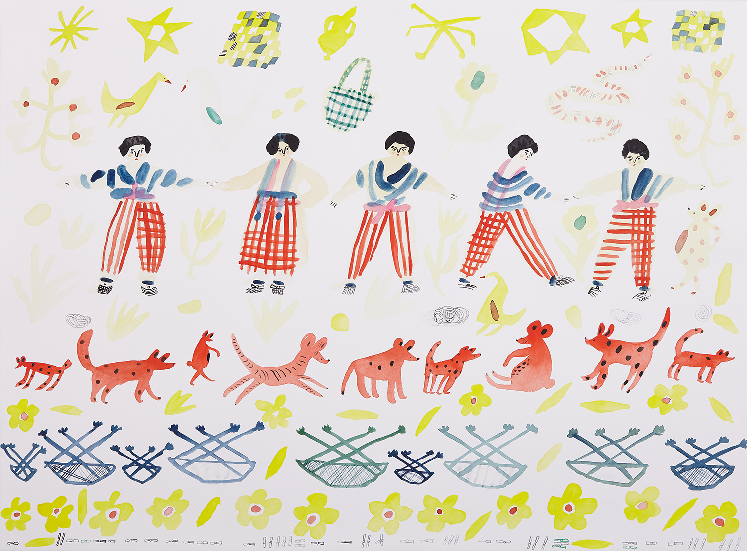 Japanese Villagers Watercolor and gouache on paper, 2017 22” x 30” $1500 Sold