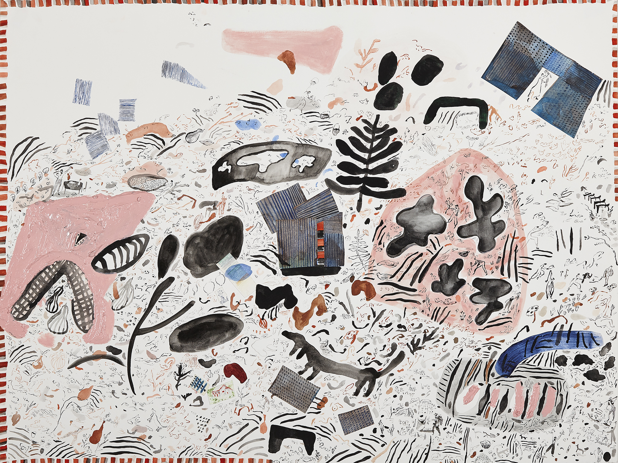 Spottie Scottie Acrylic, gouache, watercolor and collage on paper, professionally framed, 2016 22” x 30” $4500 Available