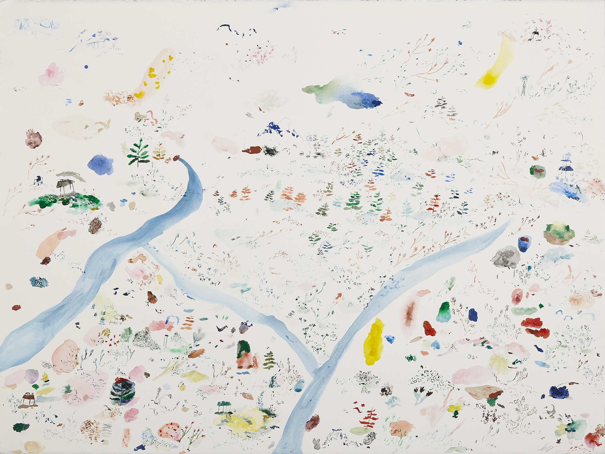 Japanese Garden Acrylic, gouache and watercolor on paper, 2016 22” x 30” Sold