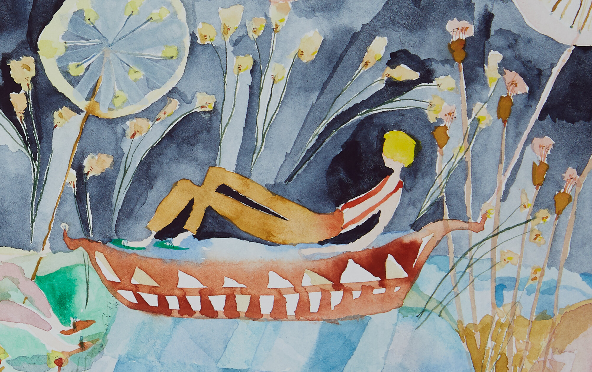 Swaying beneath the chickie’s song, detail Watercolor on paper, 2019 9” x 12” Sold