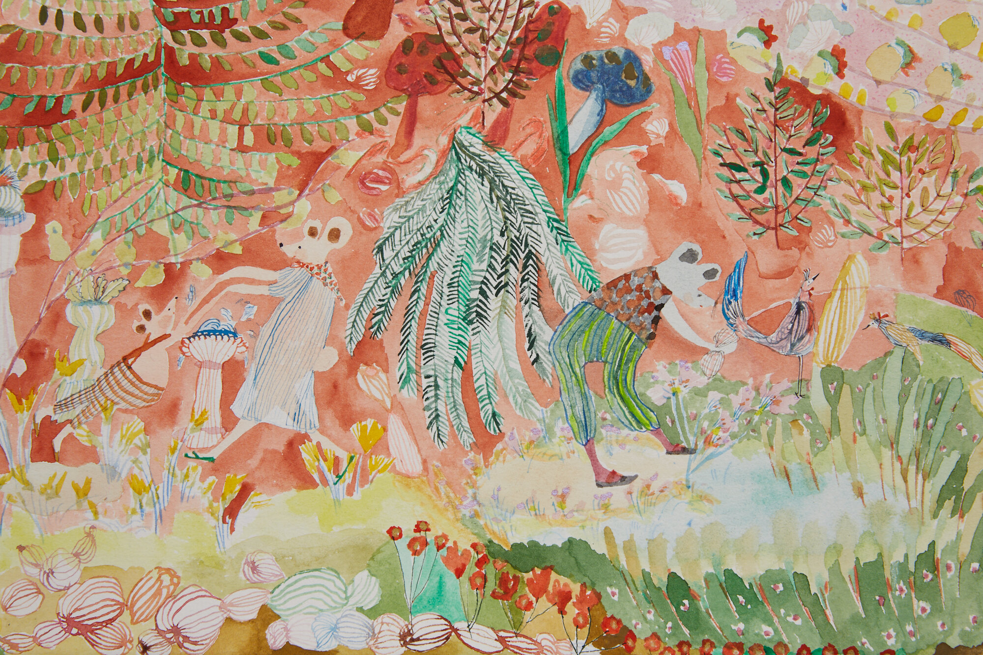  Spirit of the Forest, detail  Watercolor and color pencil on paper, 2020  22” x 30”  Sold 