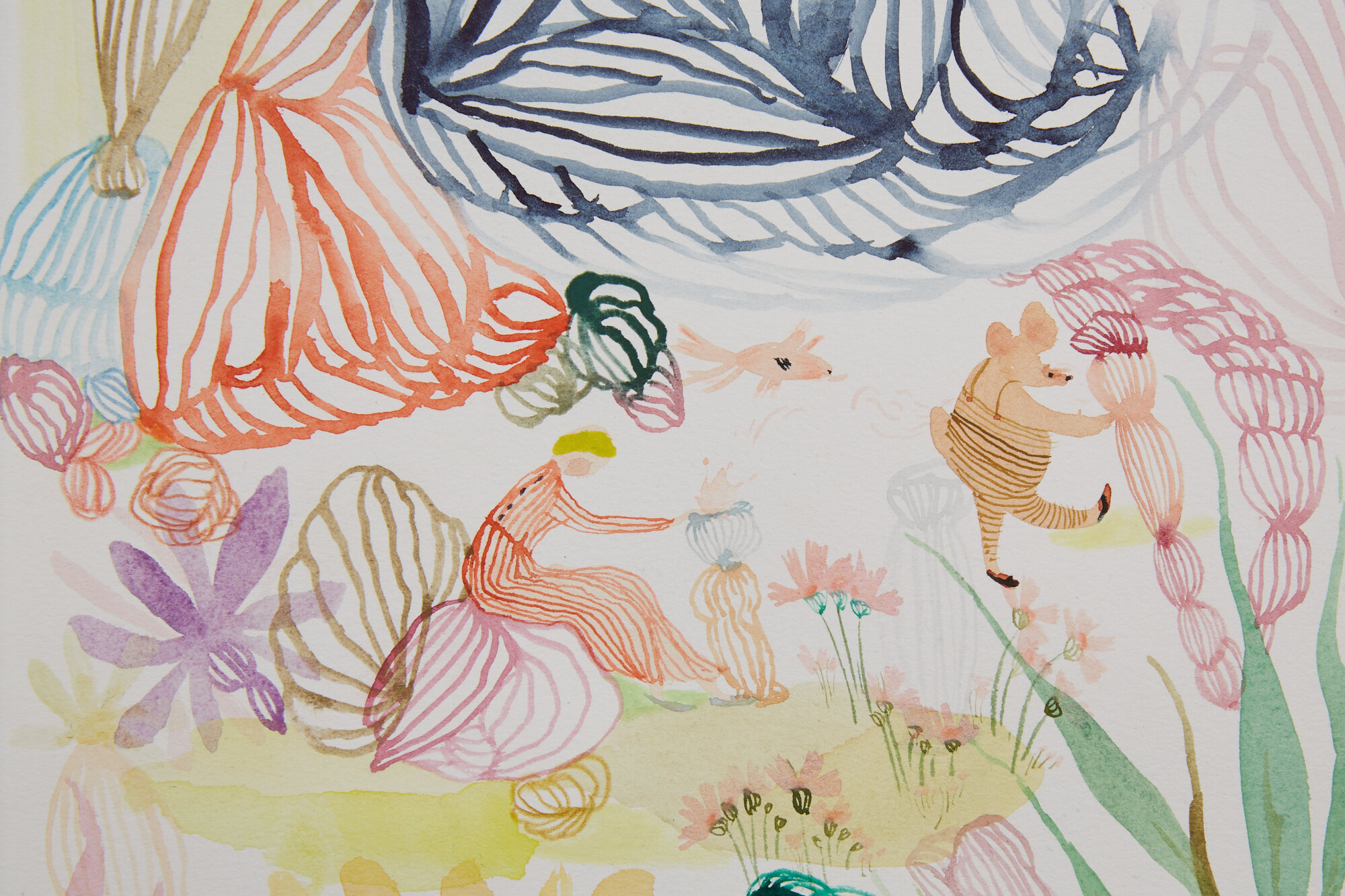  Garden In The Sea, detail  Watercolor on paper, 2020  22” x 30”  Sold 
