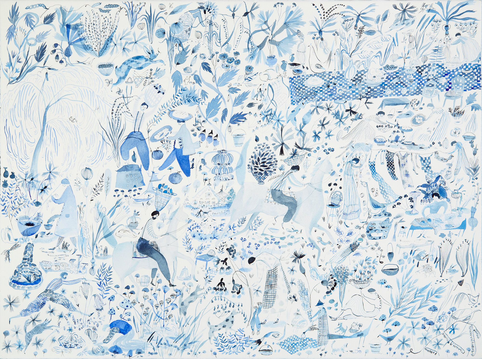 Village in Blue Watercolor on paper, 2020 22” x 30” Sold