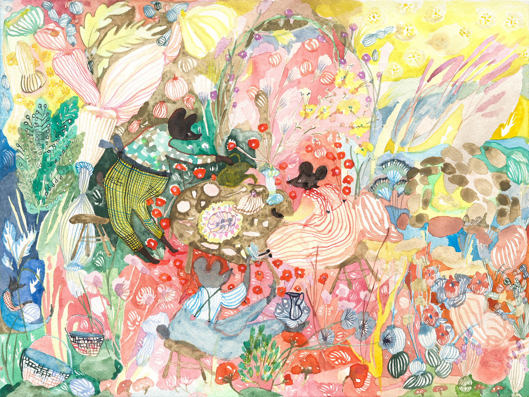  Garden Tea  Watercolor on paper, 2020  9” x 12”  Sold 