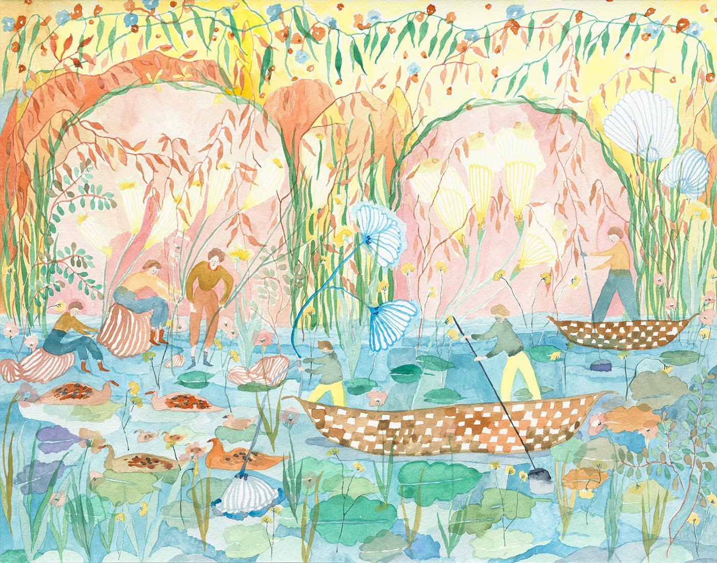   The Lily Pond, detail   Watercolor on paper, 2021  11” x 14”  Sold 