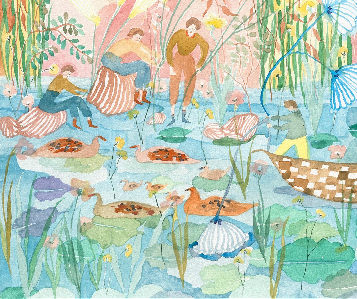   The Lily Pond, detail   Watercolor on paper, 2021  11” x 14”  Sold 