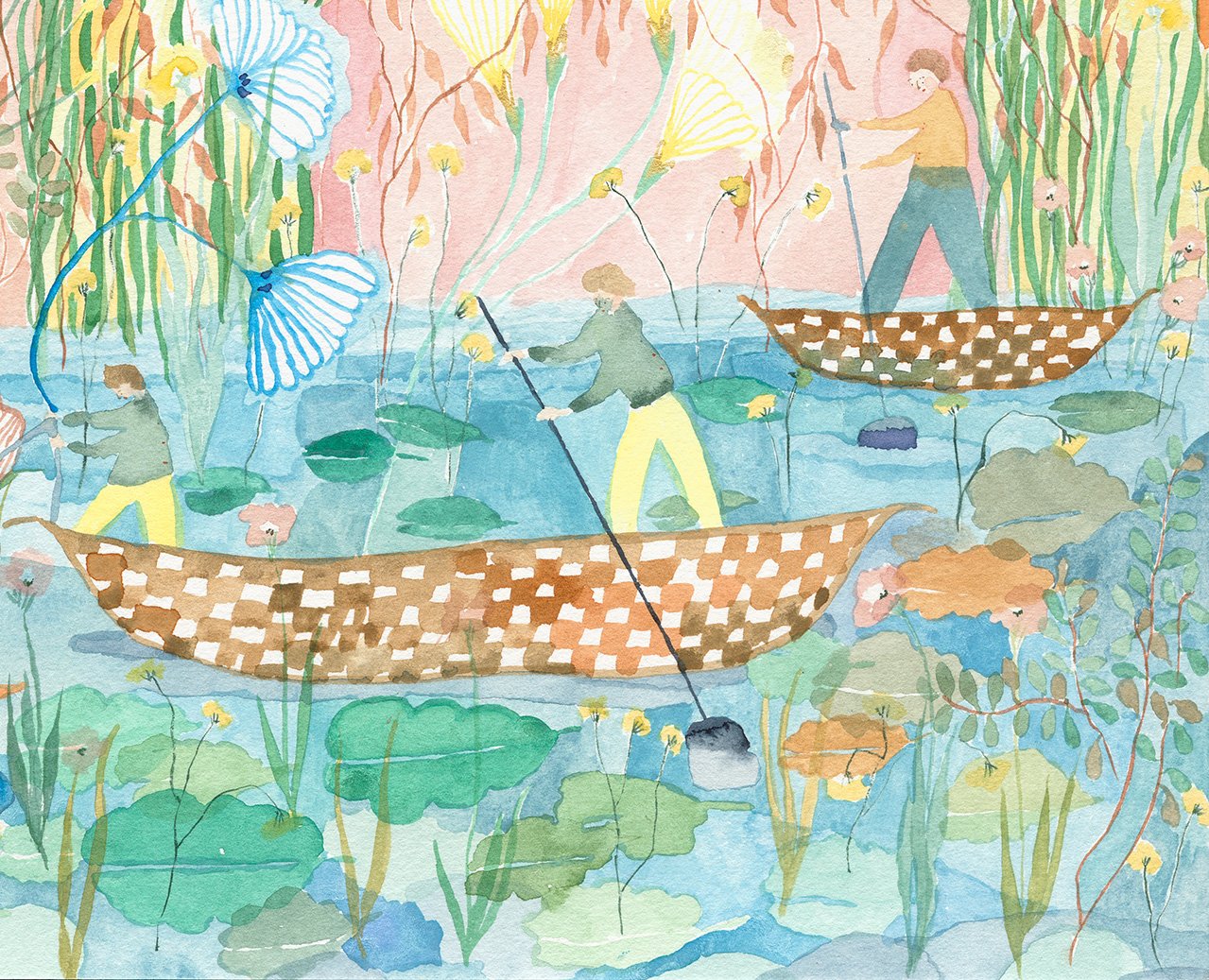   The Lily Pond, detail   Watercolor on paper, 2021  11” x 14”  Sold 
