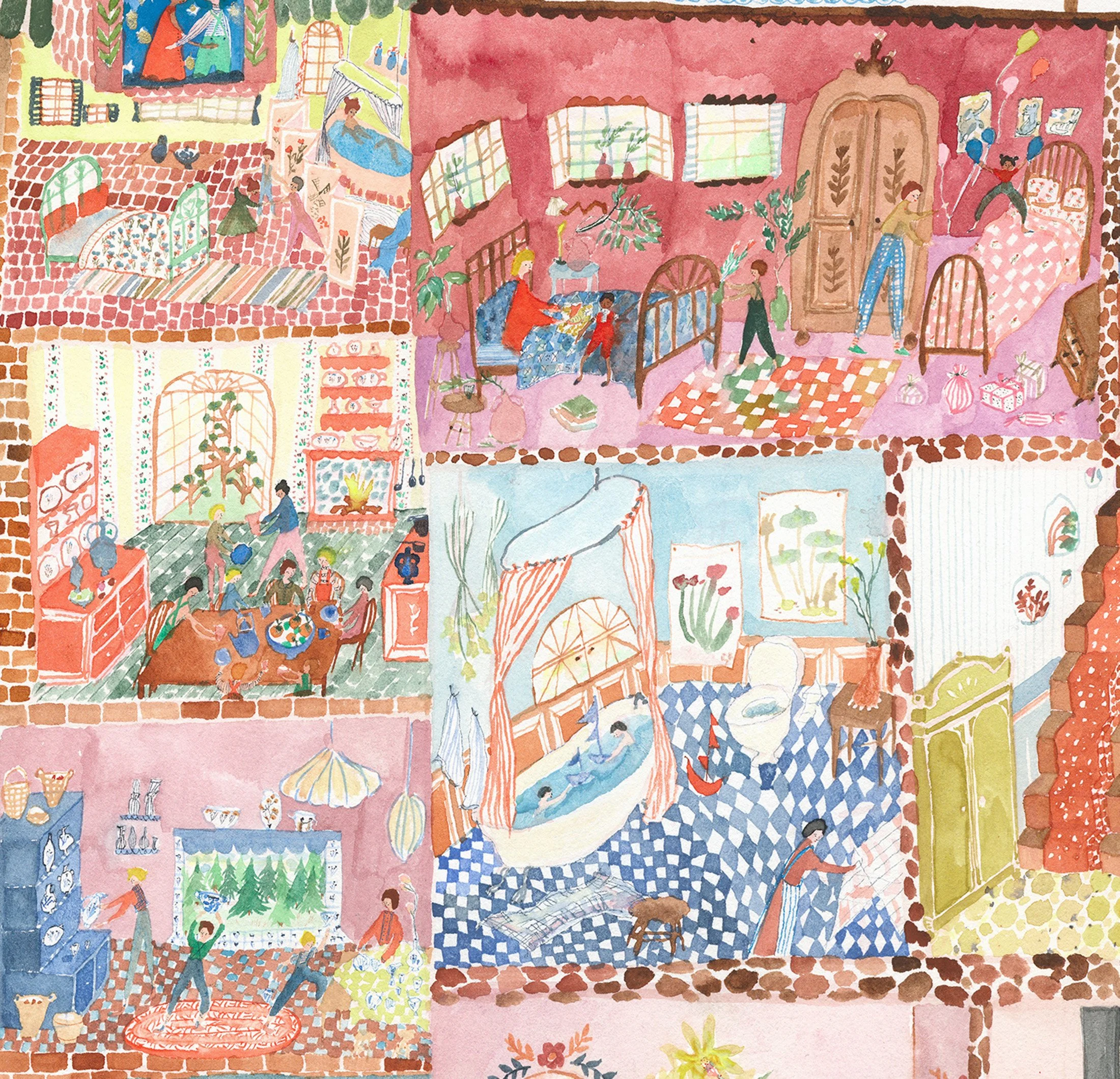   Love poem for Home, detail   Watercolor and color pencil on paper, 2023  22” x 30”  $4500  Sold 