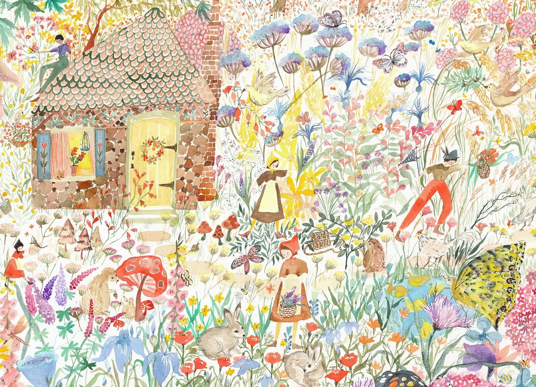   Butterfly Garden, detail   Watercolor on paper, 2023  22” x 30”  $3500  Sold 