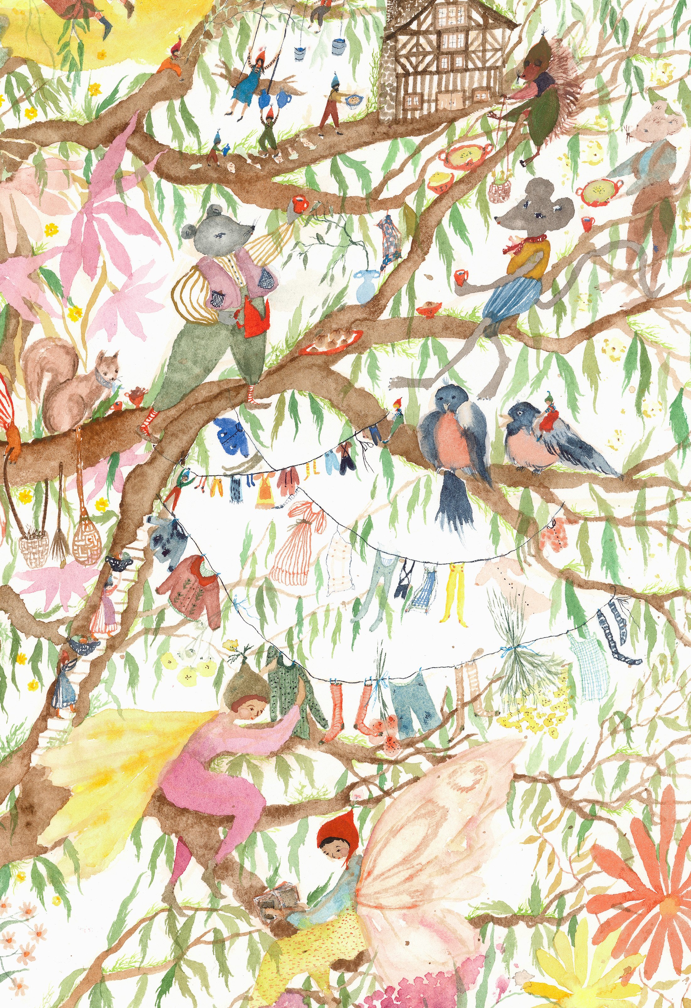   Fairy Tree, detail   Watercolor on paper, 2023  22” x 30”  $4500  Sold 