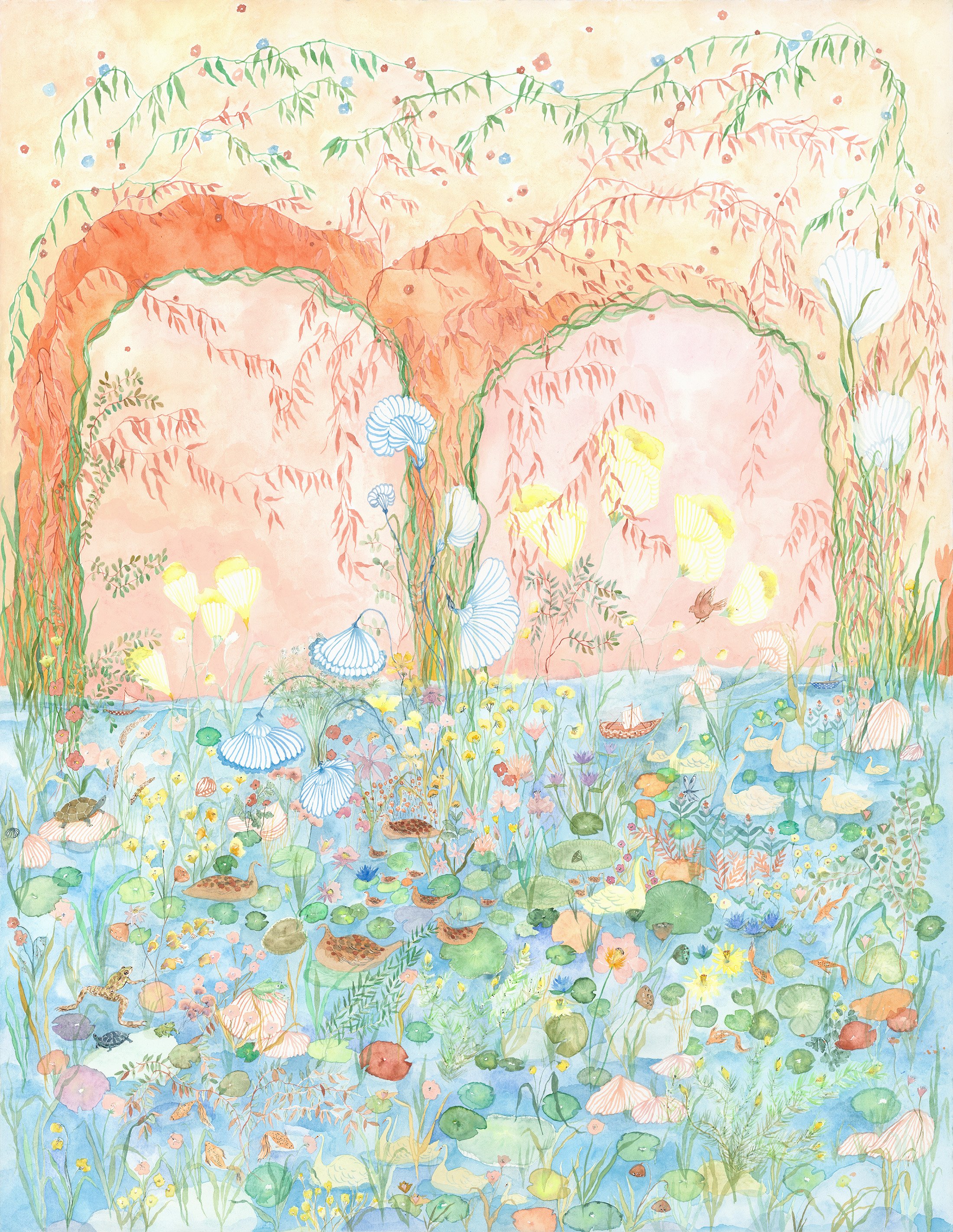 Lily Pond, for mural Watercolor on paper, 2024 24” x 31” $4500 Available