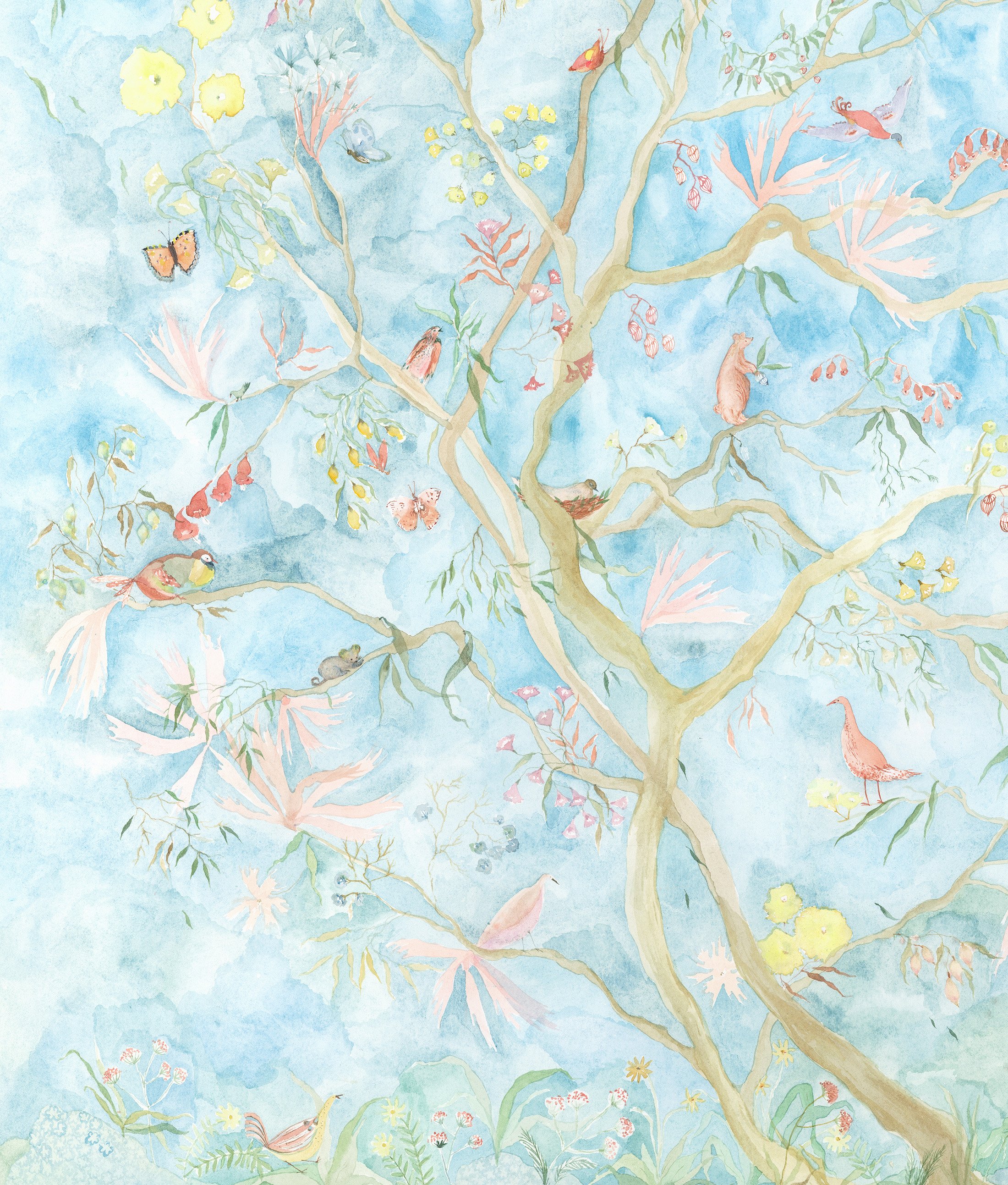 Tree Sprites, detail for mural Watercolor on paper, 2024 24” x 31” $4500 Available