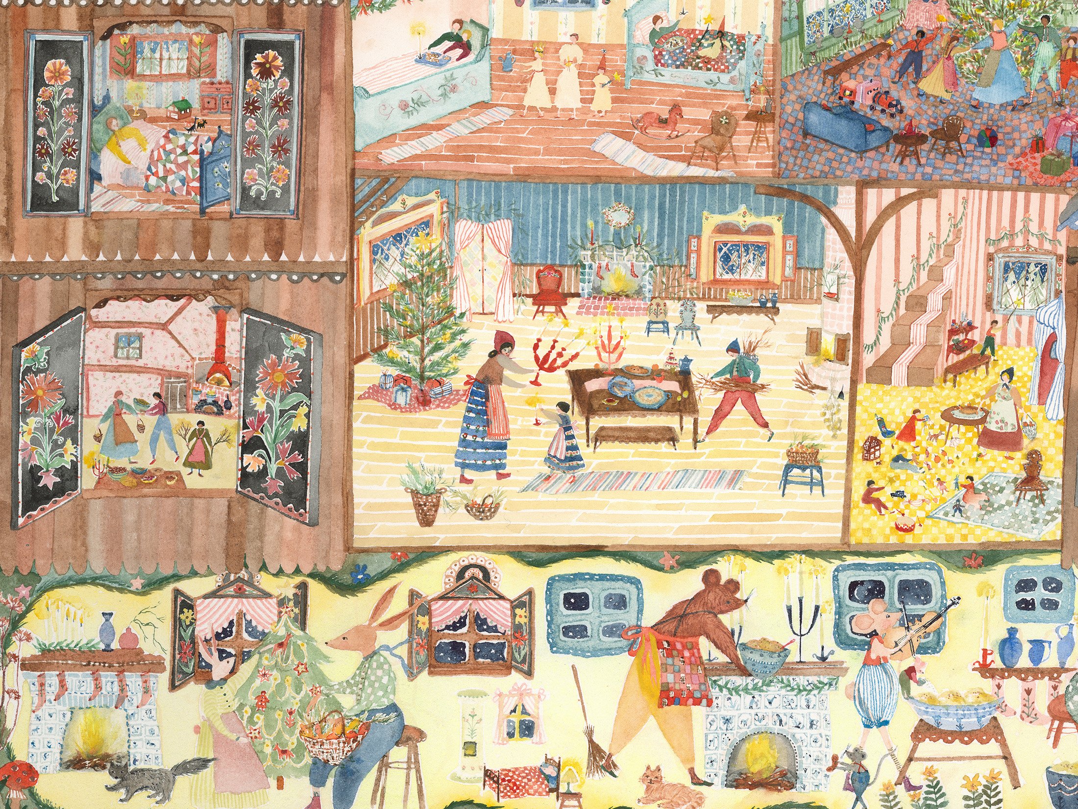 Winter in the village, detail Watercolor on paper, 2024 22" x 30" $4500 Available