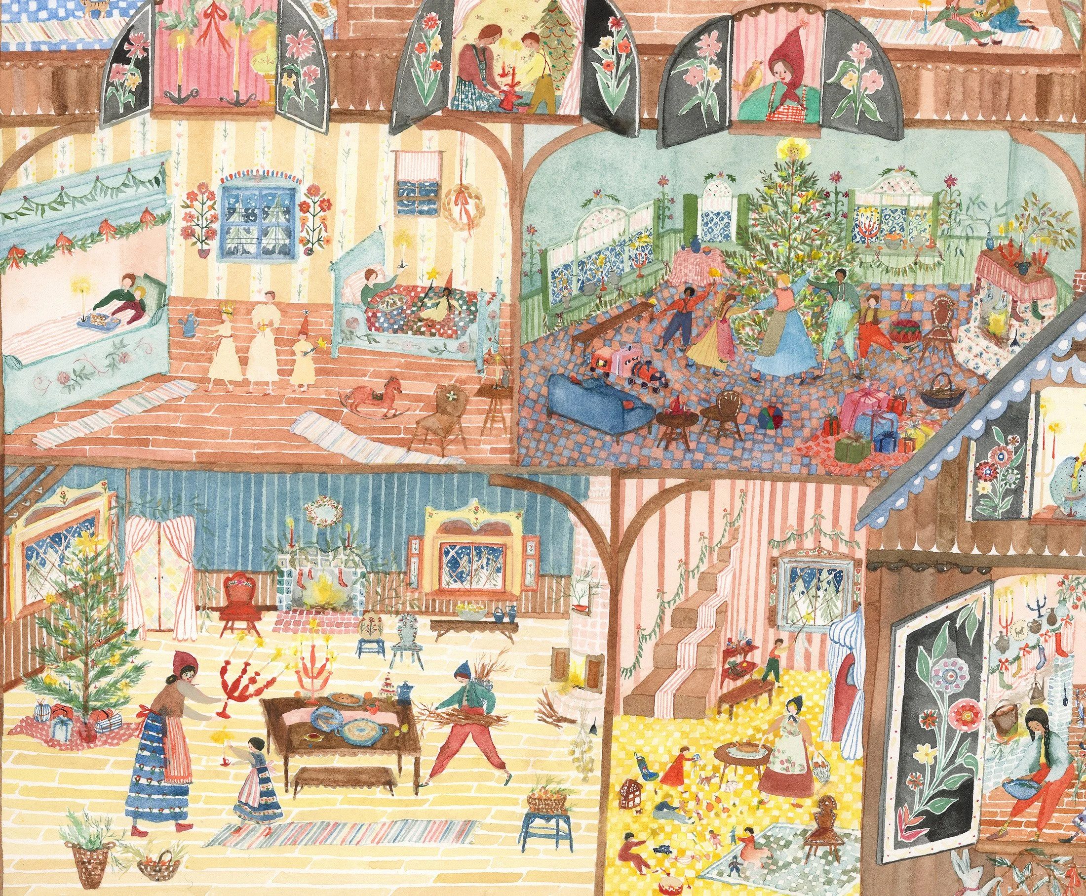 Winter in the village, detail Watercolor on paper, 2024 22" x 30" $4500 Available
