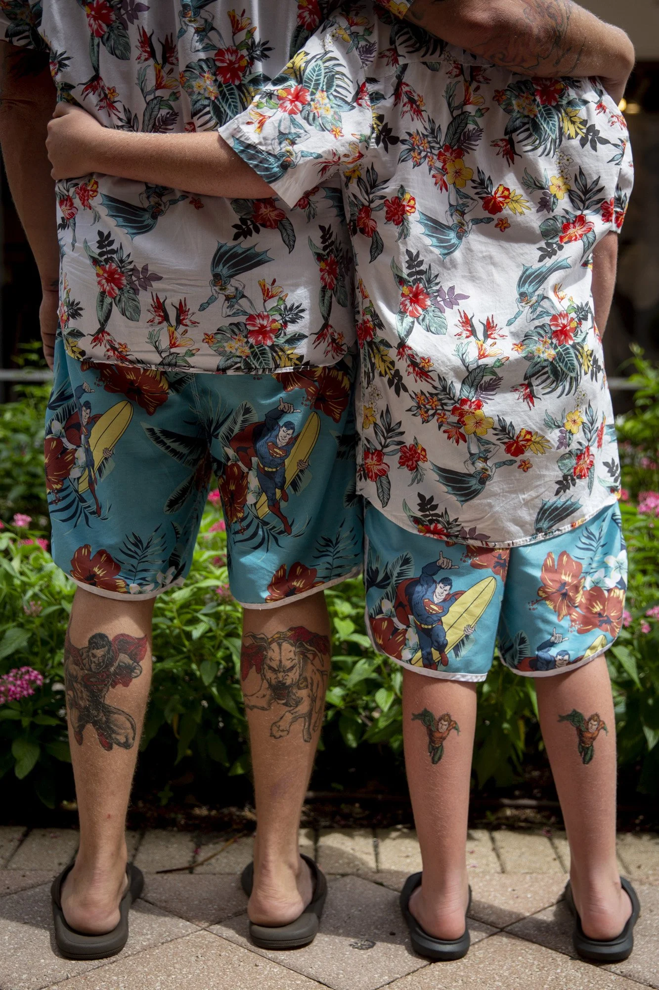  Chris Urbanski, left, and Christopher Urbanski, 10, right, pose for a portrait after winning a father and son lookalike contest at Miromar Outlets in Estero on Saturday, June 15, 2019. Christopher wore temporary tattoos to mimic his dad's real ones,
