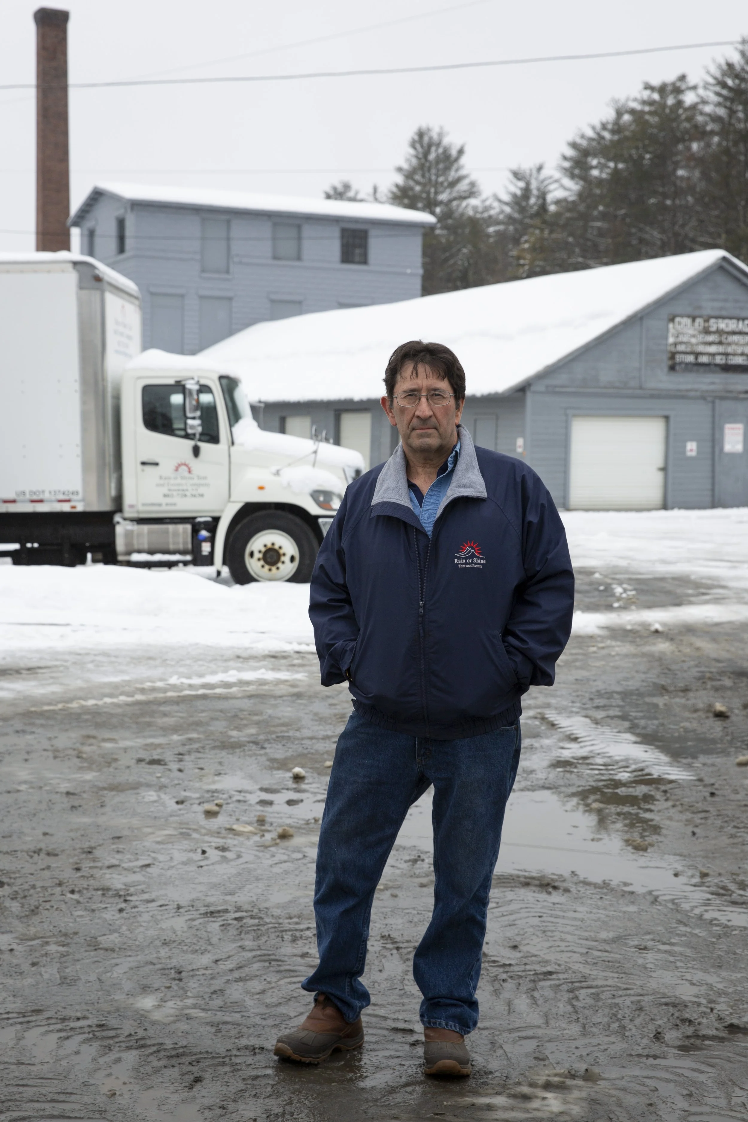  Perry Armstrong, owner and president of Rain or Shine Tent and Events Co., at his business in Randolph, Vt., on Thursday, March 2, 2023. Armstrong, who is in favor of Randolph reestablishing their police department, has dealt with several thefts at 