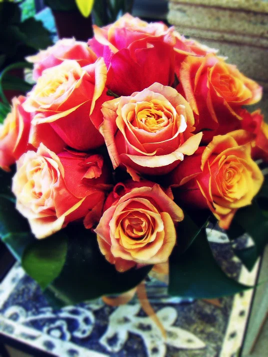Cherry Brandy rose bouquet