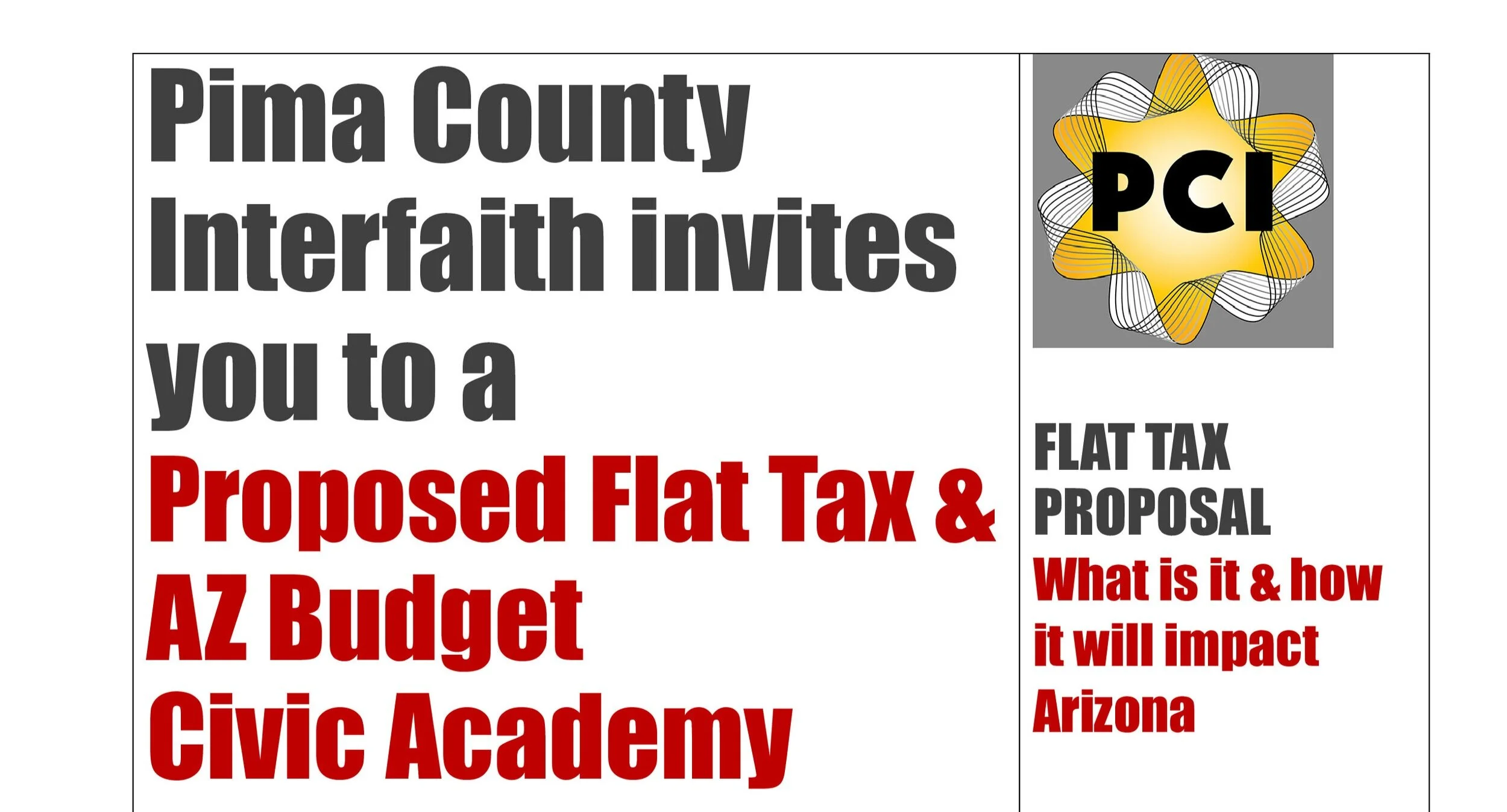 Pima County Interfaith Civic Academy re: Proposed Arizona Flat Tax 