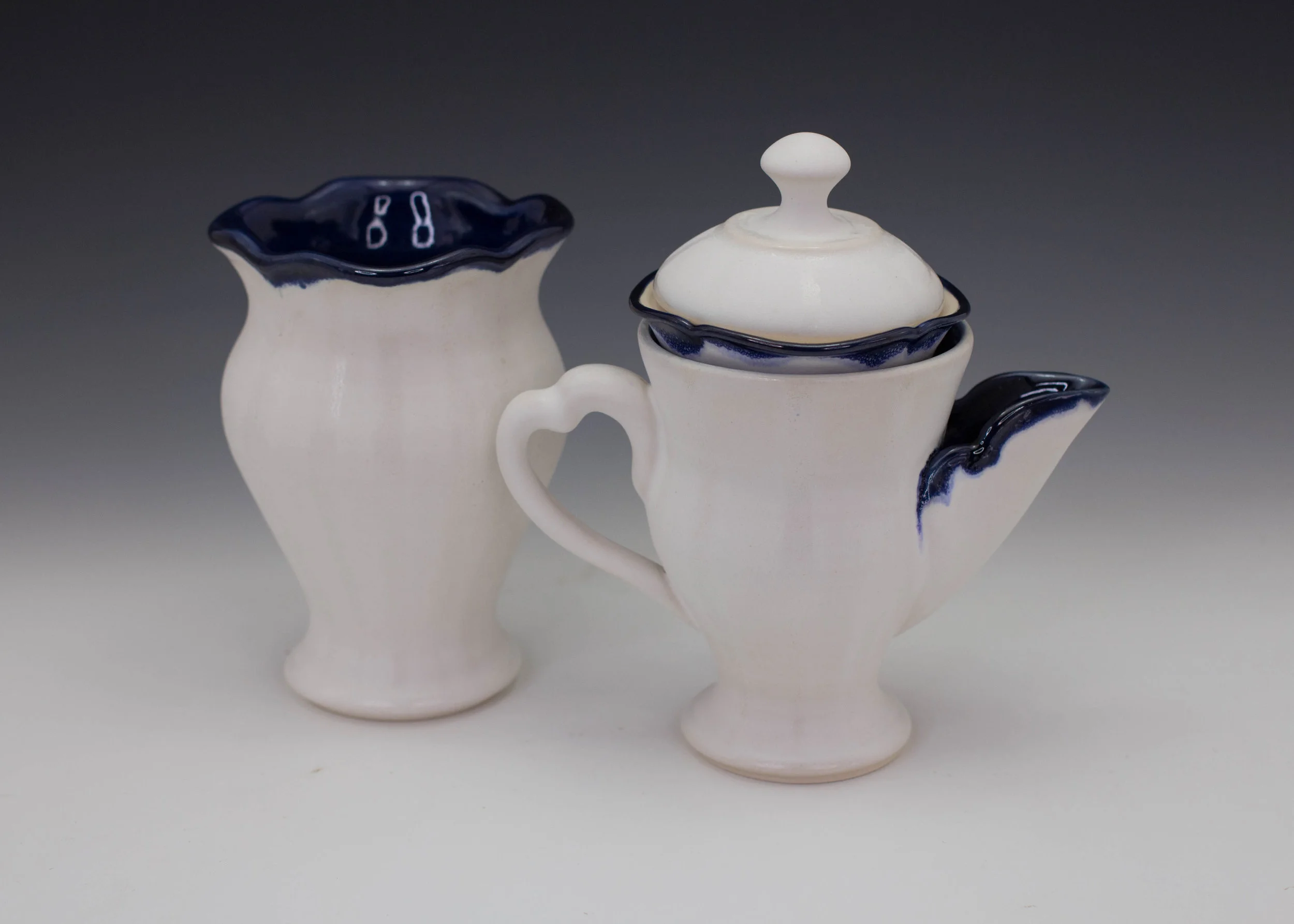 Cream and Sugar Set with Mini Vase