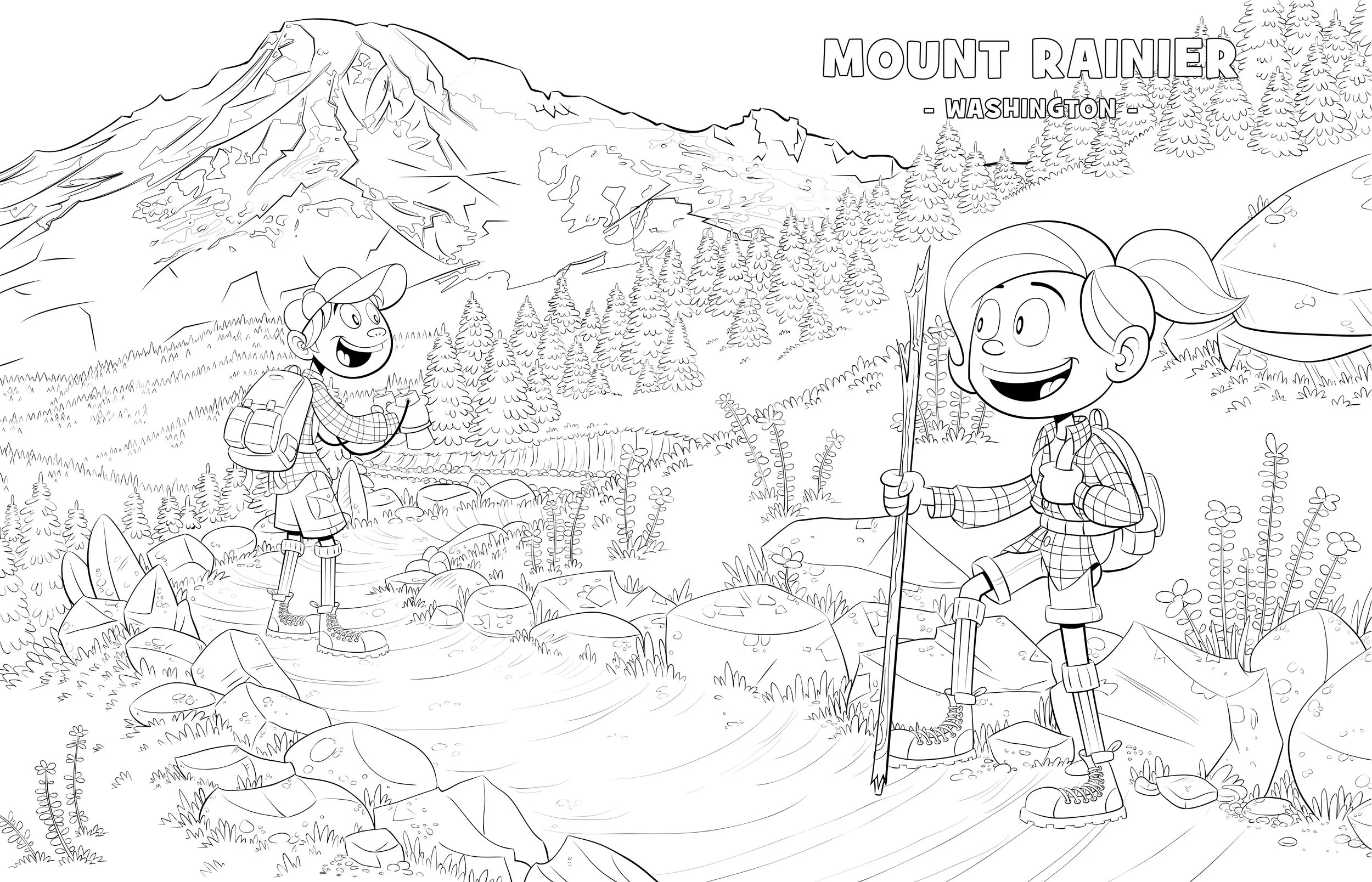  I really like how this 2-page spread turned out with these kids hiking up to Mount Rainier. 