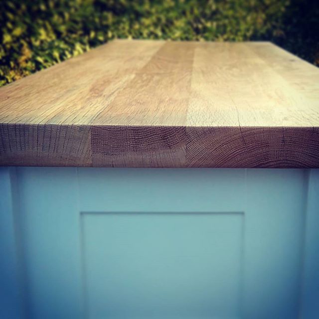 Bespoke wide plank worktops (in this case reclaimed Oak) are full of character, and offer a more traditional aesthetic than conventional narrow stave work surfaces.