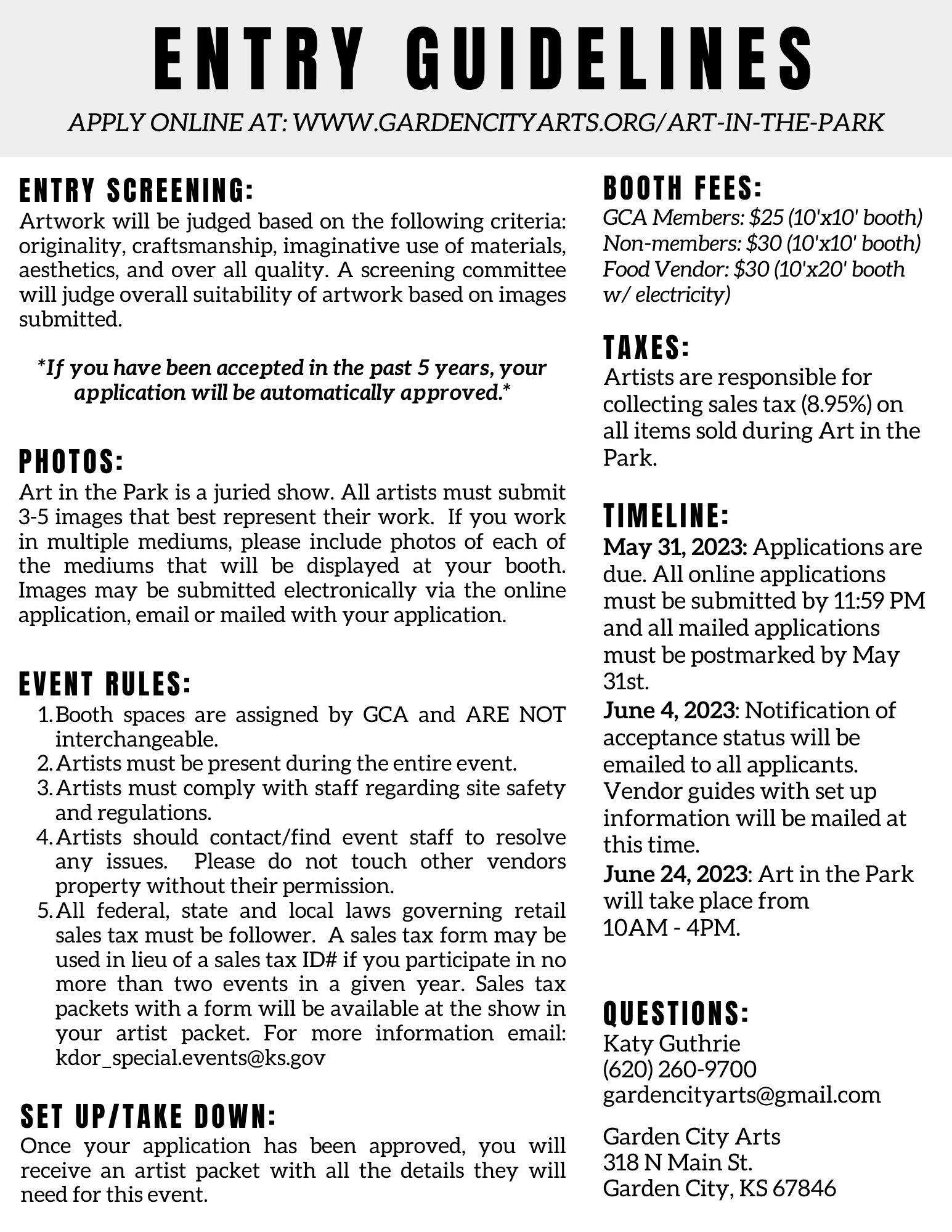 Art in the Park Vendor Registration — Garden City Arts